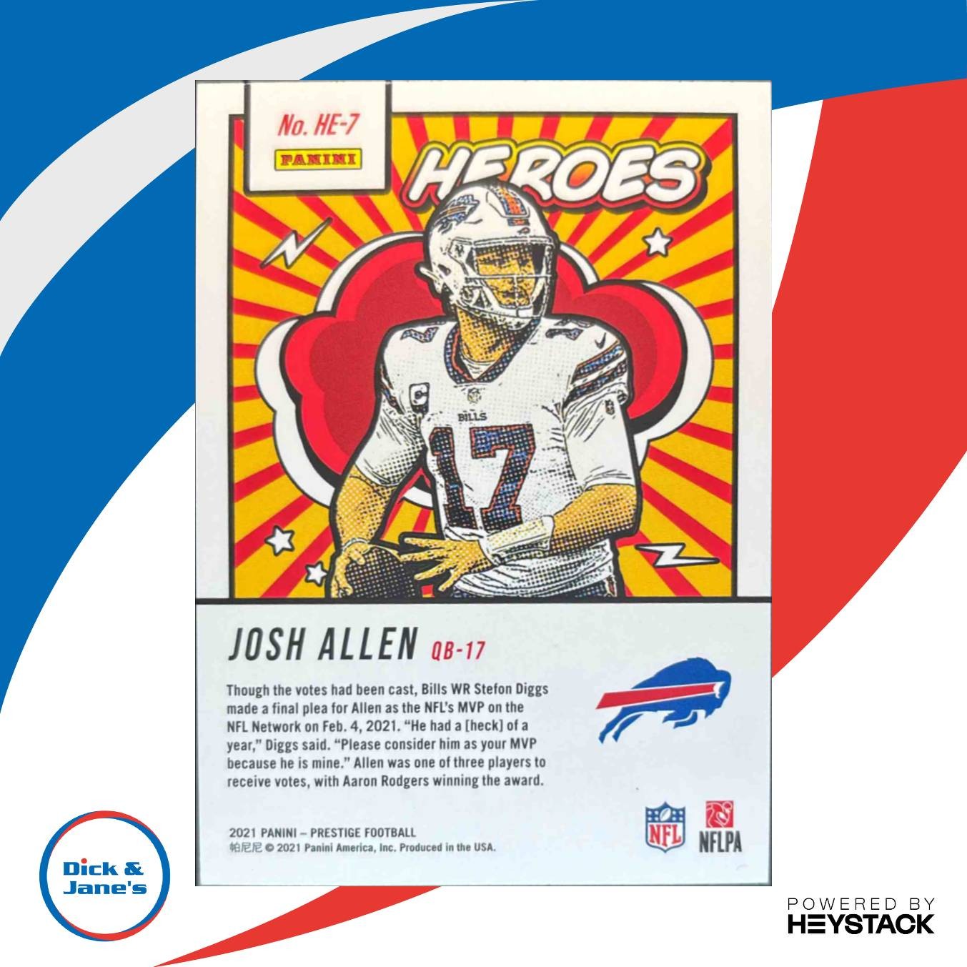 2021 Panini Prestige Josh Allen Heroes #HE-7 Buffalo Bills - Sports Cards