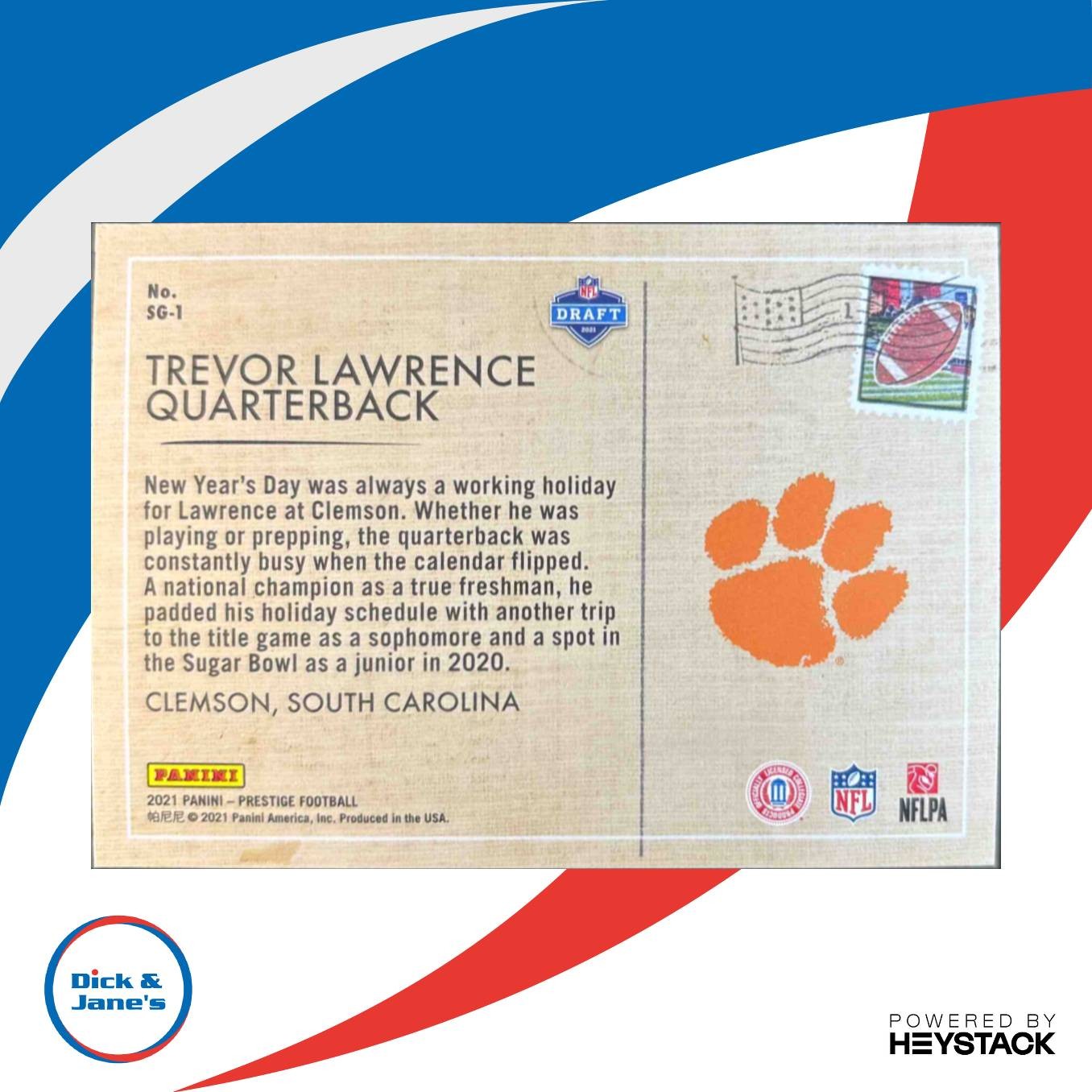 2021 Panini Prestige Trevor Lawrence Seasons Greetings #SG-1 RC Clemson Tigers - Sports Cards