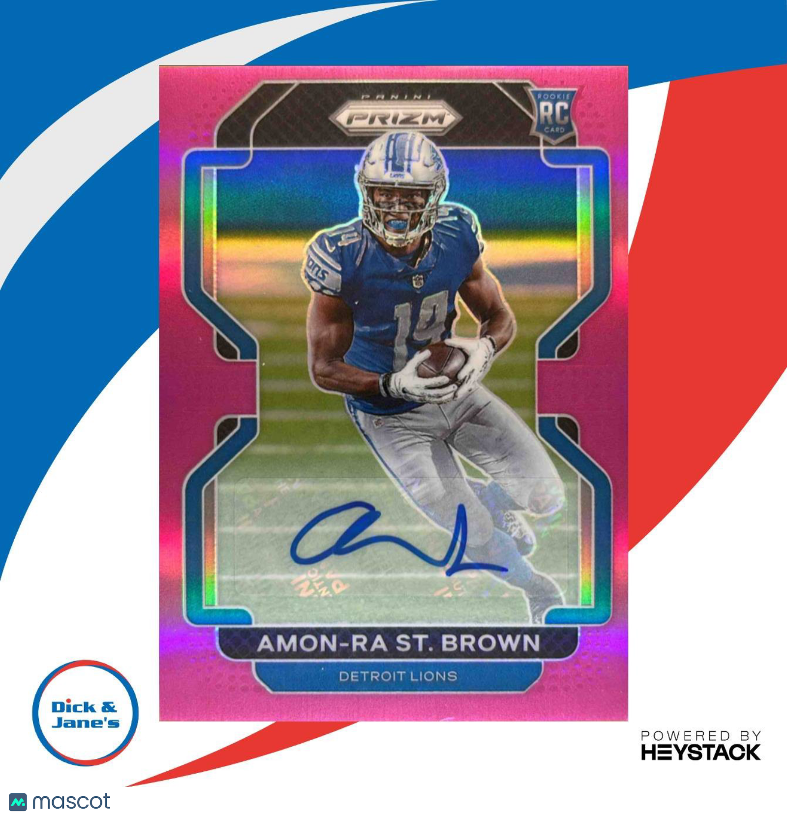 2021 Panini Prizm Amon-Ra St. Brown Rookie Auto Pink #358 RC Detroit Lions - Sports Cards