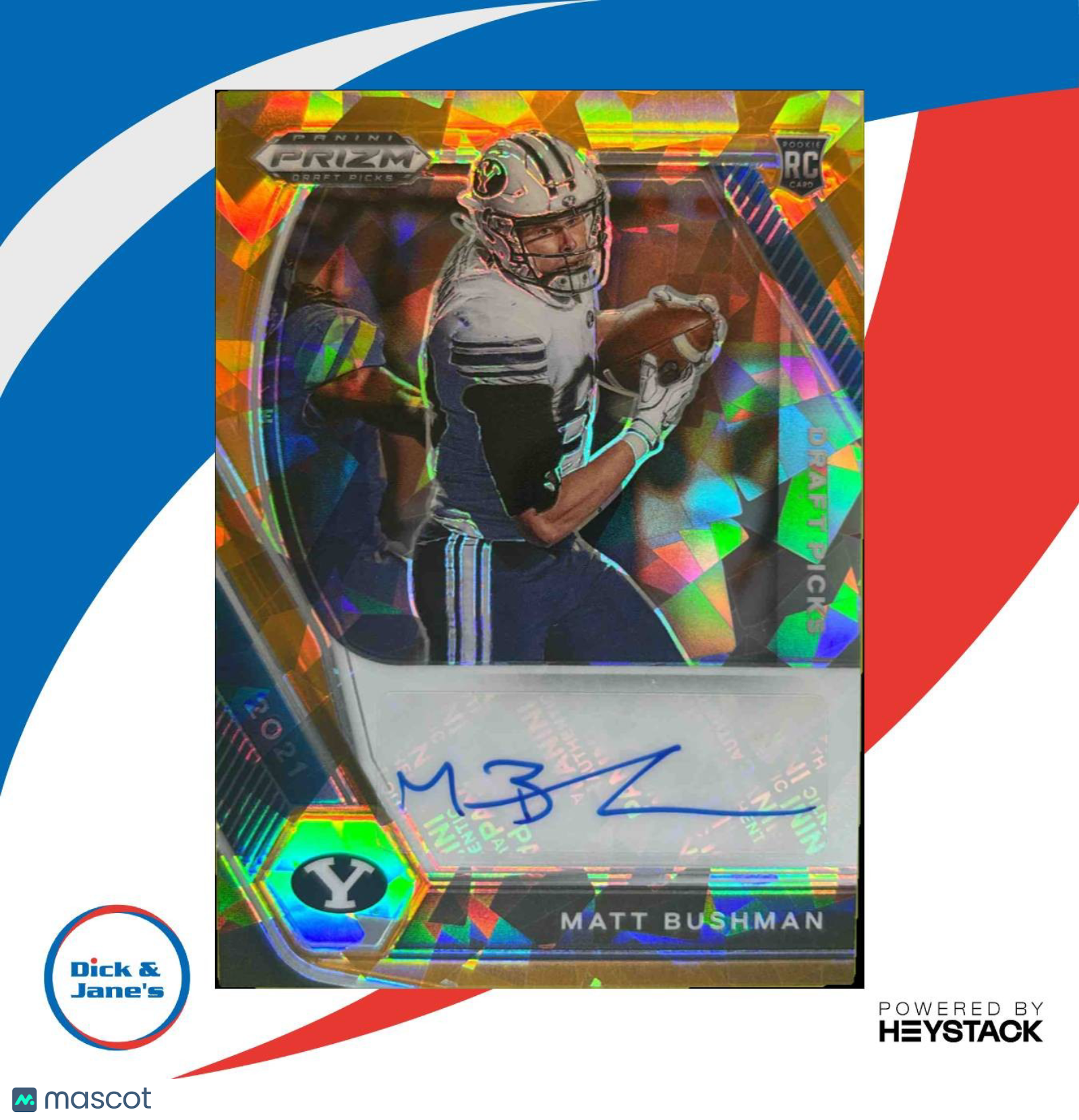 2021 Panini Prizm Draft Picks Collegiate Matt Bushman Auto Orange Ice #DPA-MAT - Sports Cards