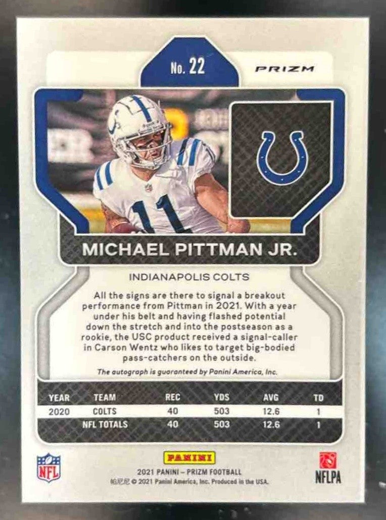 2021 Panini Prizm Michael Pittman Jr. Auto Silver #22 Indianapolis Colts - Sports Cards