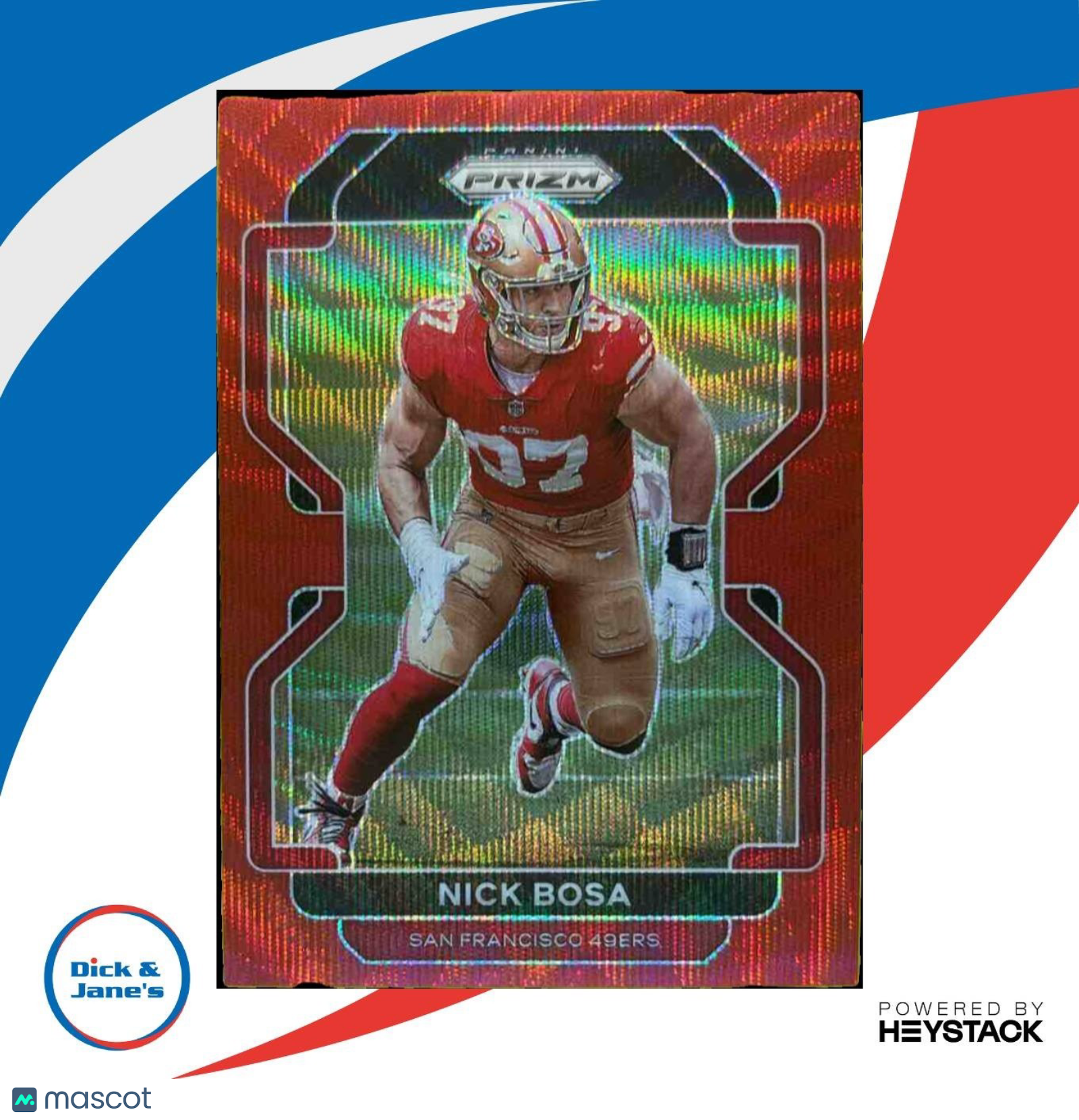 2021 Panini Prizm Nick Bosa Red Wave 66/149 #58 San Francisco 49ers - Sports Cards