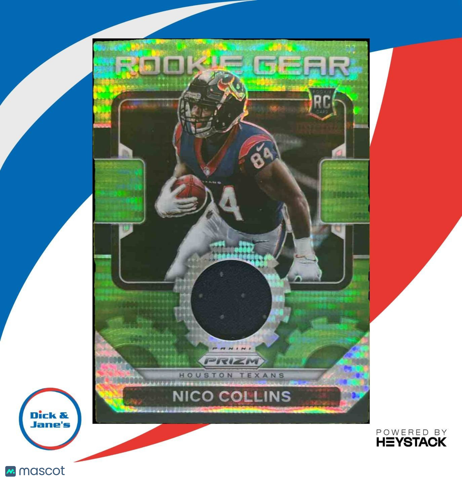 2021 Panini Prizm Nico Collins Rookie Gear Neon Green Pulsar MEM RC Texans - Sports Cards