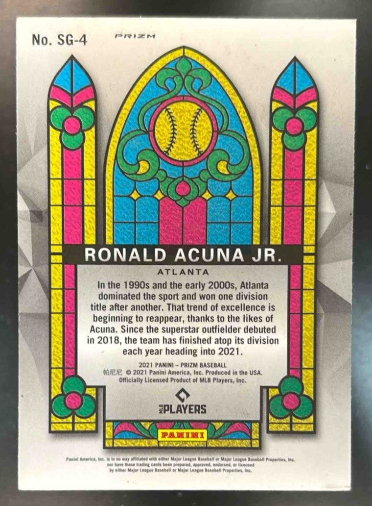 2021 Panini Prizm Ronald Acuna Jr. Stained Glass White Wave #SG-4 Atlanta Braves - Sports Cards