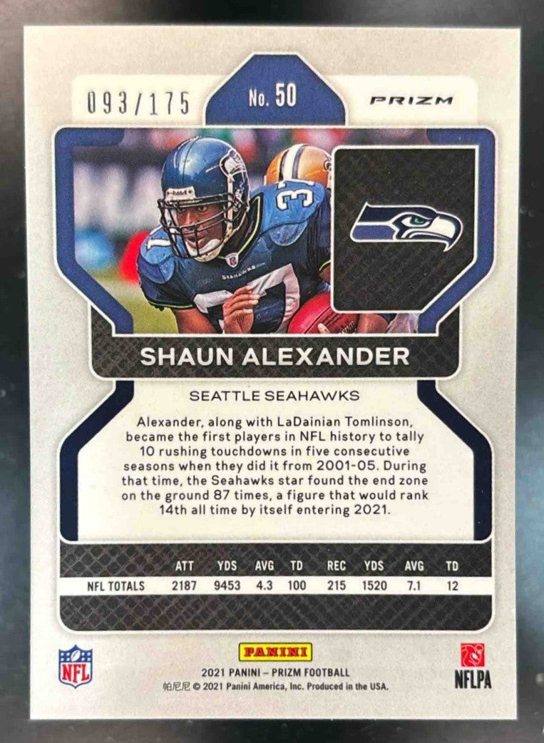 2021 Panini Prizm Shaun Alexander Hyper /175 #50 Seattle Seahawks - Sports Cards