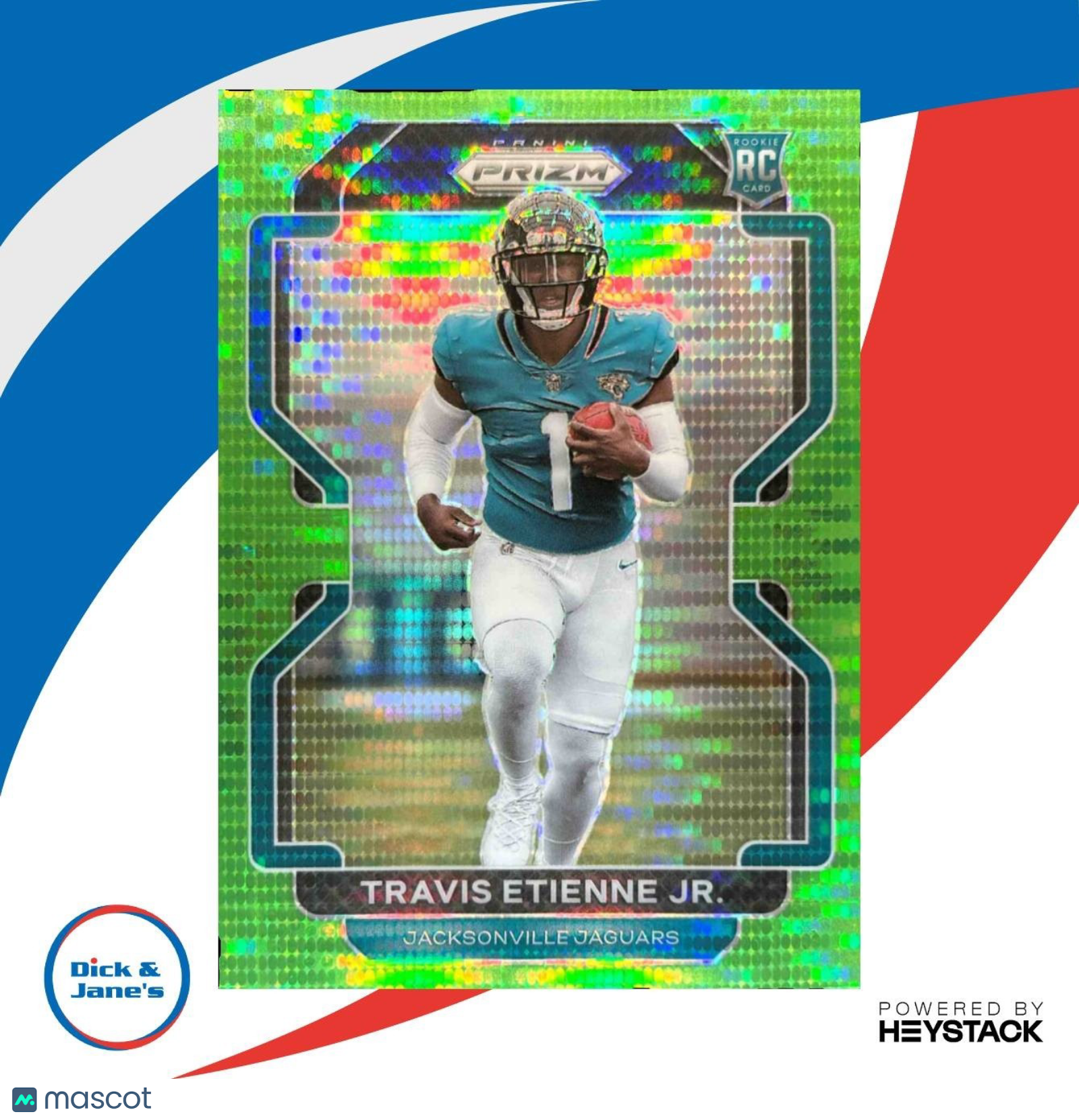2021 Panini Prizm Travis Etienne Jr. Neon Green Pulsar #344 RC Jaguars - Sports Cards