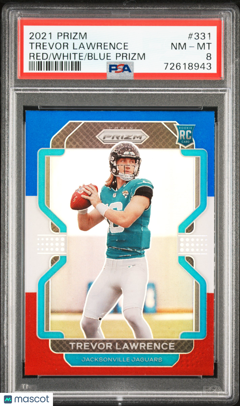 2021 Panini Prizm Trevor Lawrence Red White Blue #331 PSA 8 - Graded Sports Cards
