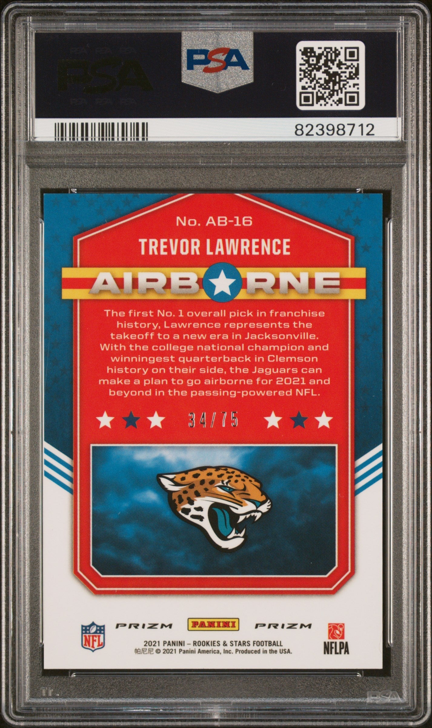 2021 Panini Rookies & Stars Airborne Trevor Lawrence Pink #AB16 PSA 10 - Graded Sports Cards