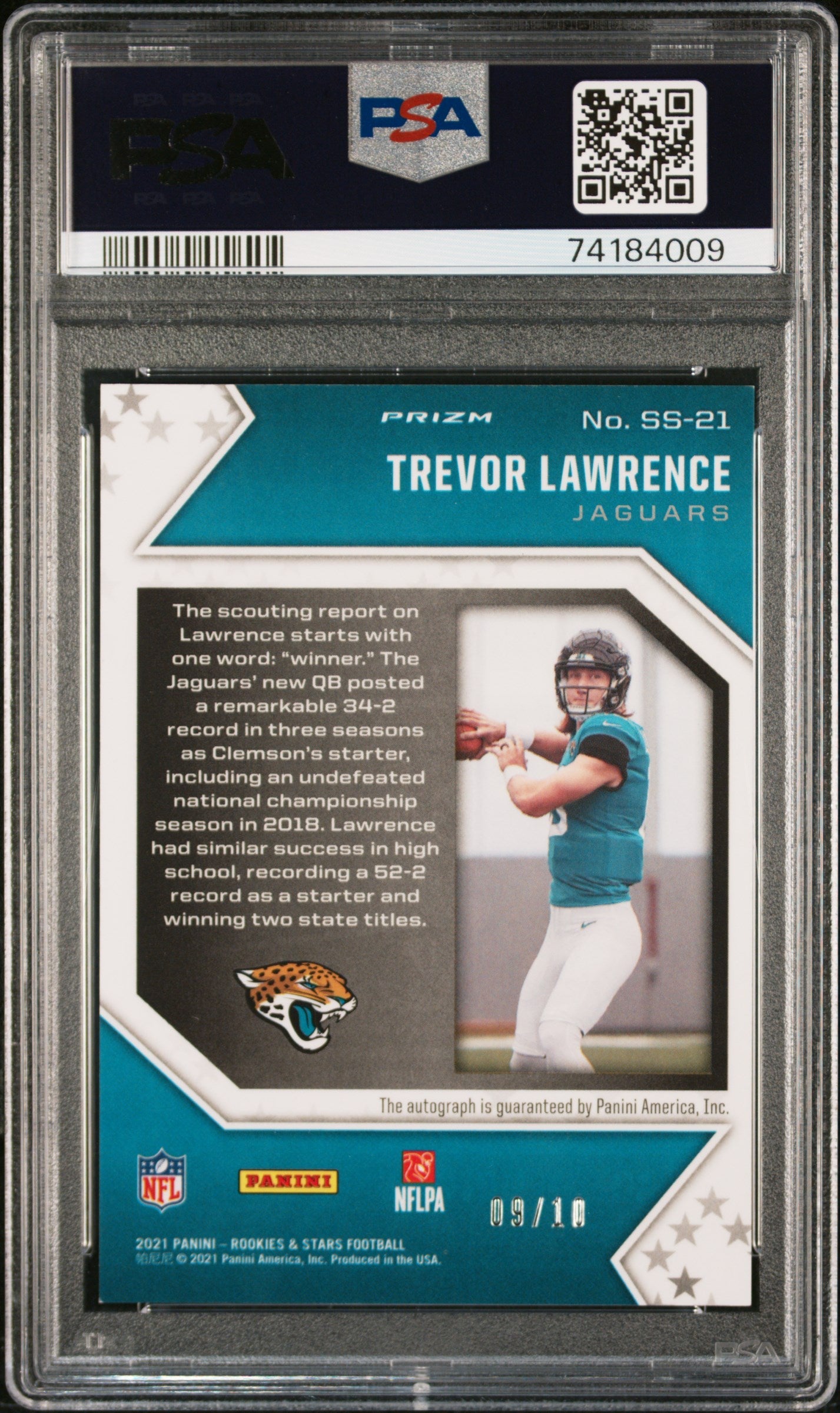 2021 Panini Rookies & Stars Star Studded Trevor Lawrence Signautre Auto/10 PSA 9 - Graded Sports Cards