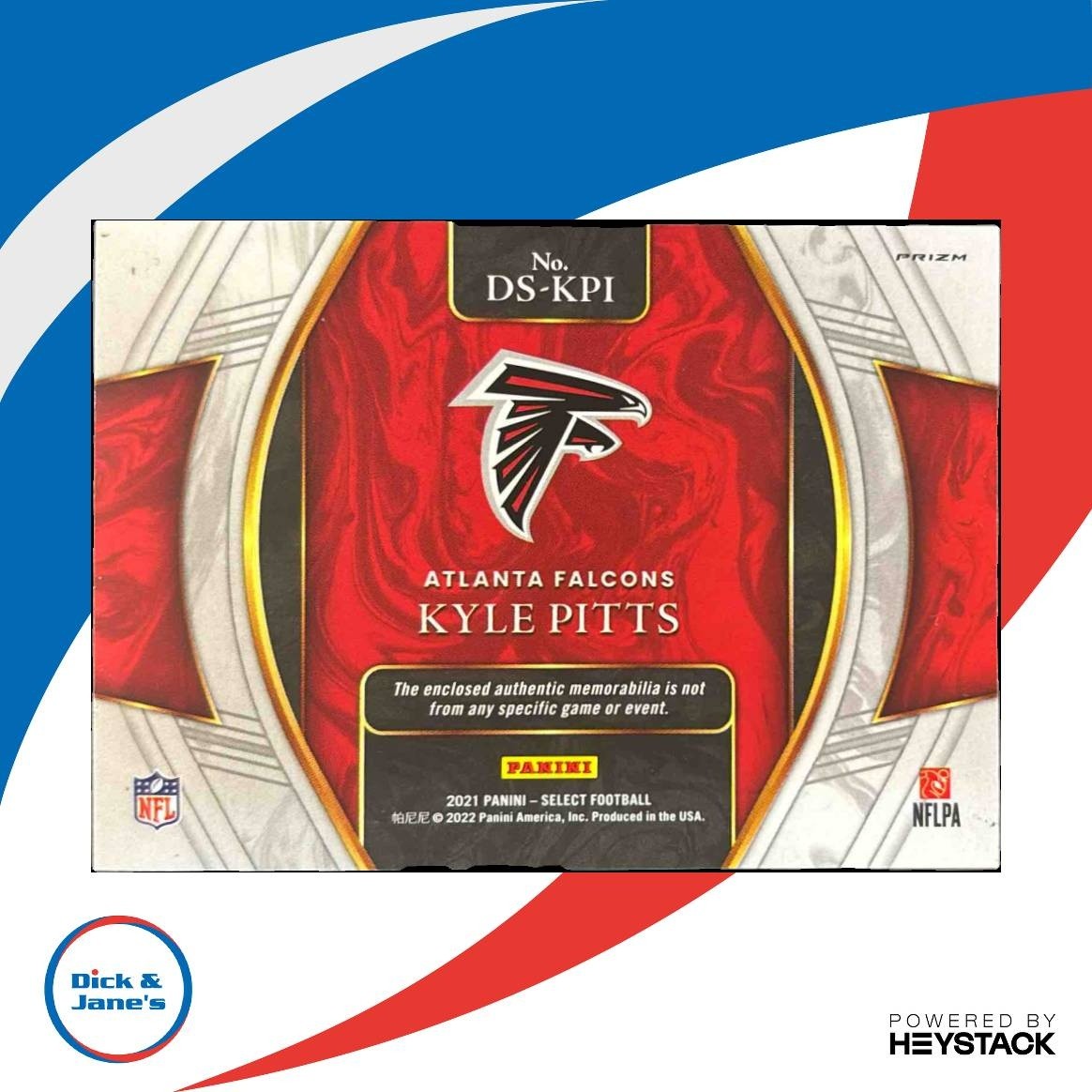 2021 Panini Select Kyle Pitts Draft Patch Red Prizm MEM RC Atlanta Falcons - Sports Cards