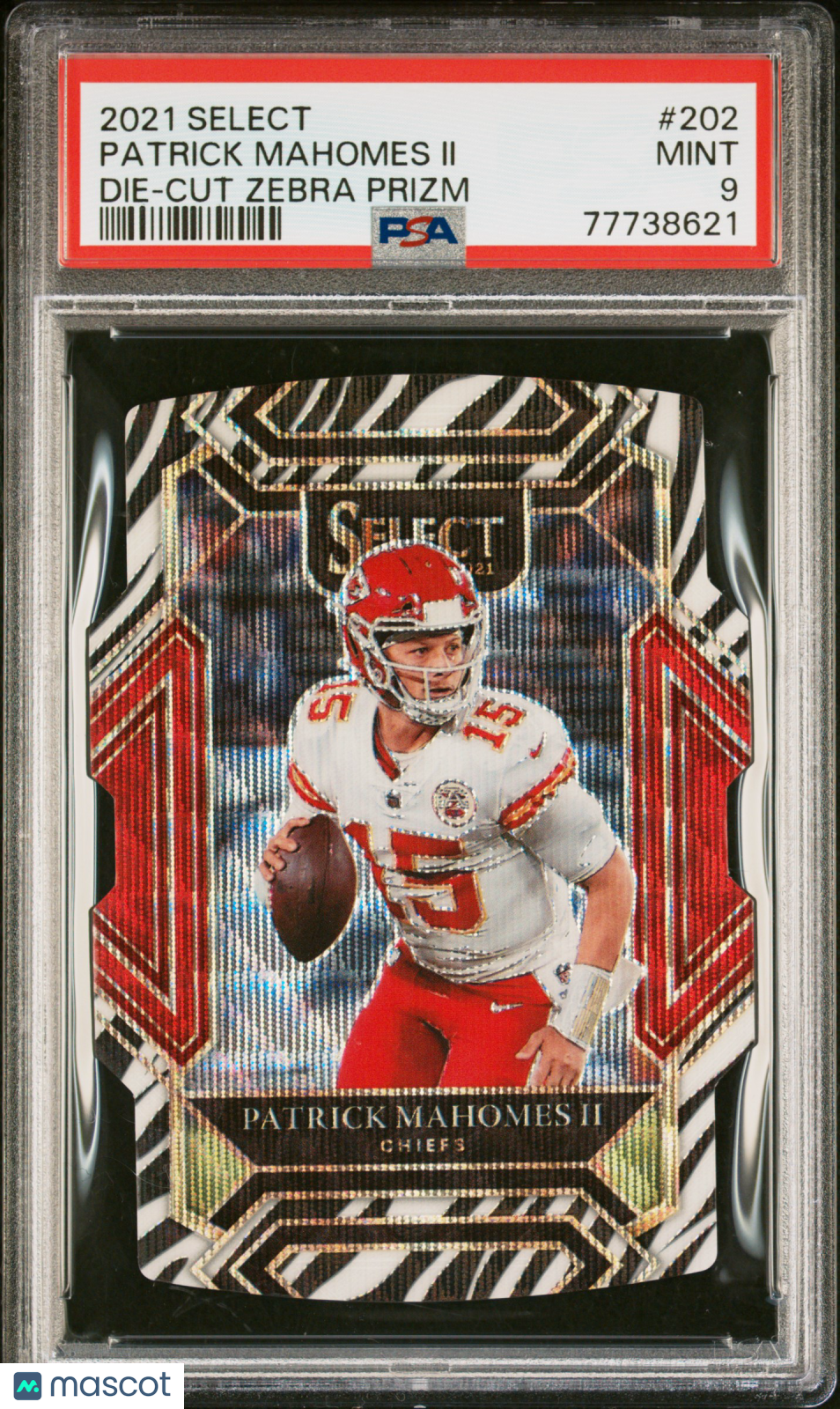 2021 Panini Select Patrick Mahomes II Die Cut Zebra Prizm #202 PSA 9 - Graded Sports Cards