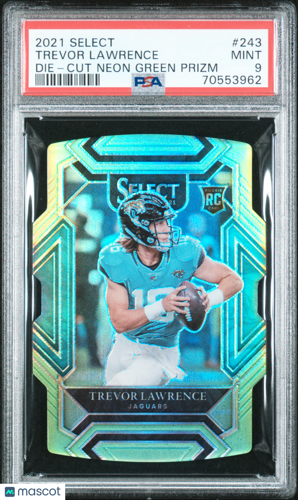 2021 Panini Select Trevor Lawrence Die Cut Neon Green Prizm #243 PSA 9 /349 - Graded Sports Cards