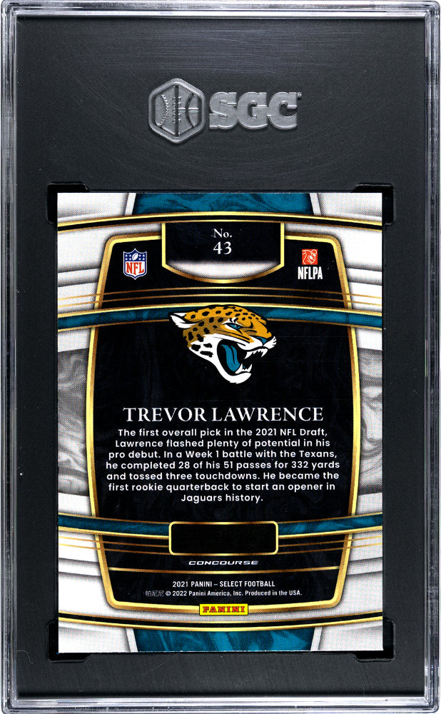2021 Panini Select Trevor Lawrence Rookie SGC 10 GEM MINT Jacksonville Jaguars - Graded Sports Cards