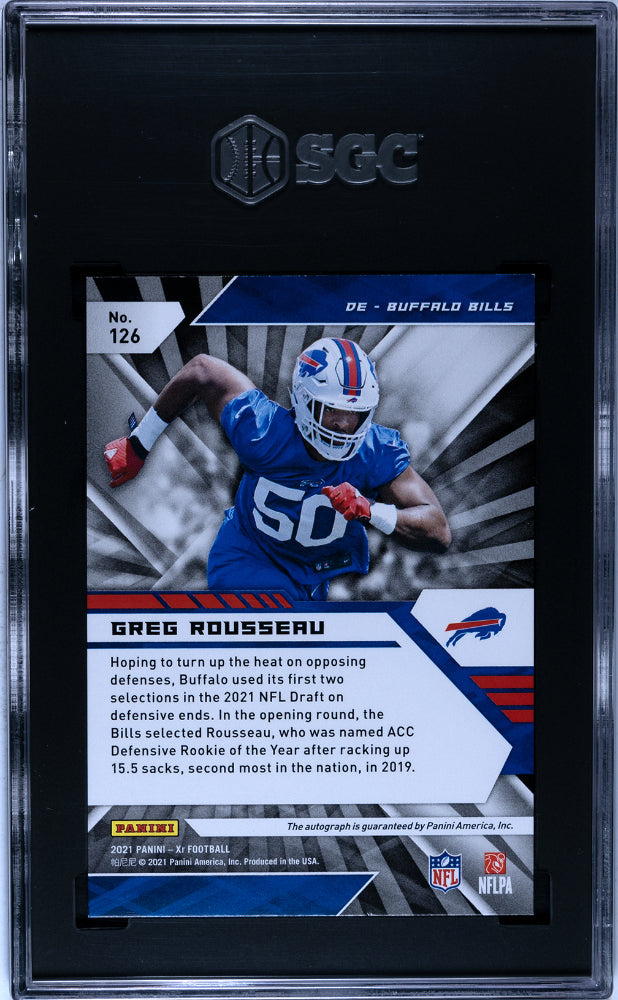 2021 Panini Xr Greg Rousseau Autograph Gold #126 SGC 9.5 - Graded Sports Cards