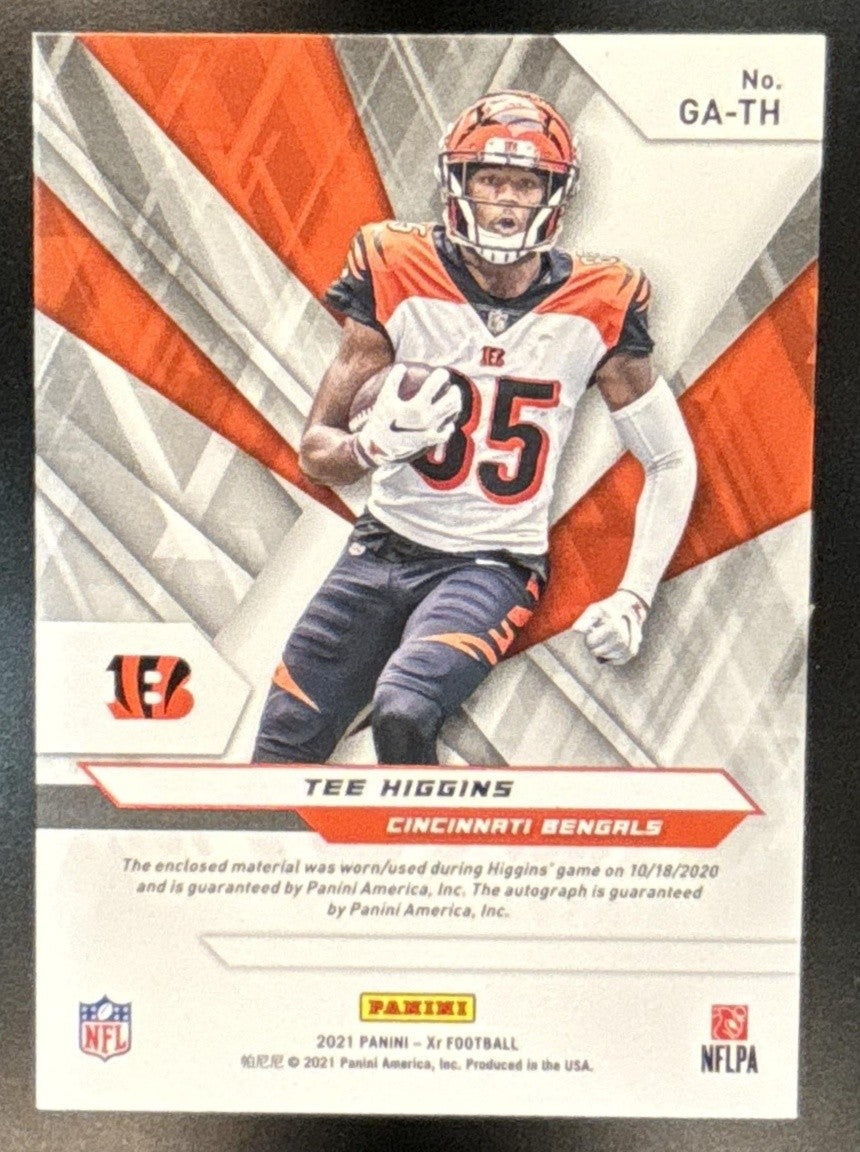 2021 Panini XR Tee Higgins Gamers Patch Auto MEM Cincinnati Bengals - Sports Cards