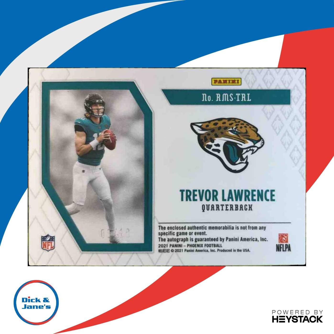 2021 Phoenix Trevor Lawrence Rising Rookie Patch Auto Faded Stamp /10 Jaguars - Sports Cards