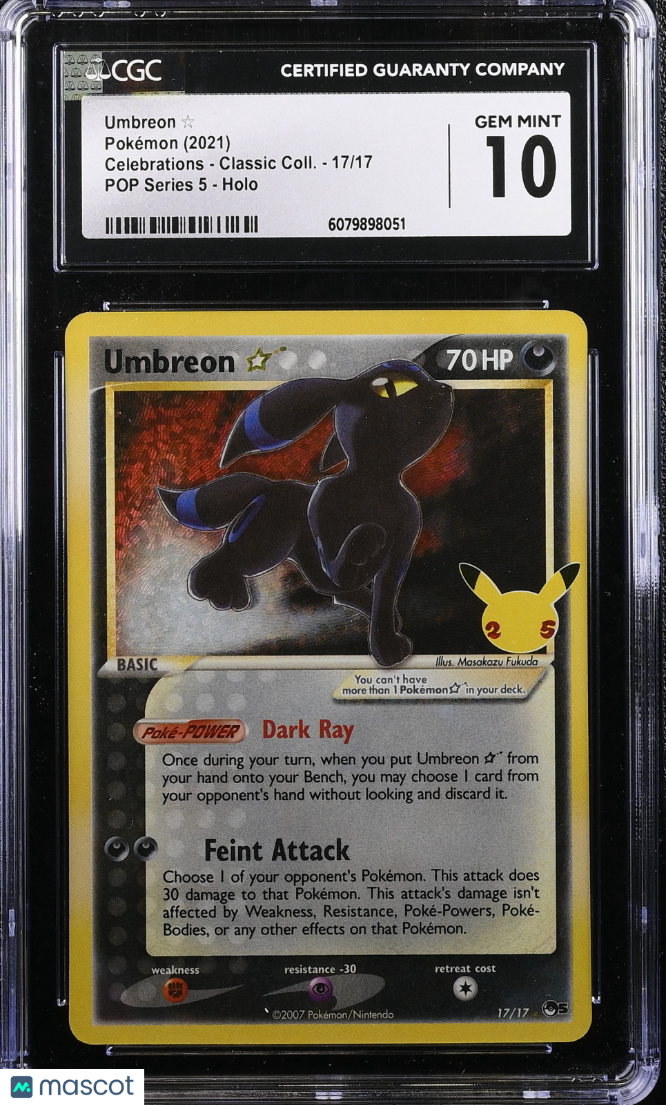2021 Pokemon Celebrations - Classic Coll. Umbreon CGC GEM MINT 10 - Graded TCG/CCG