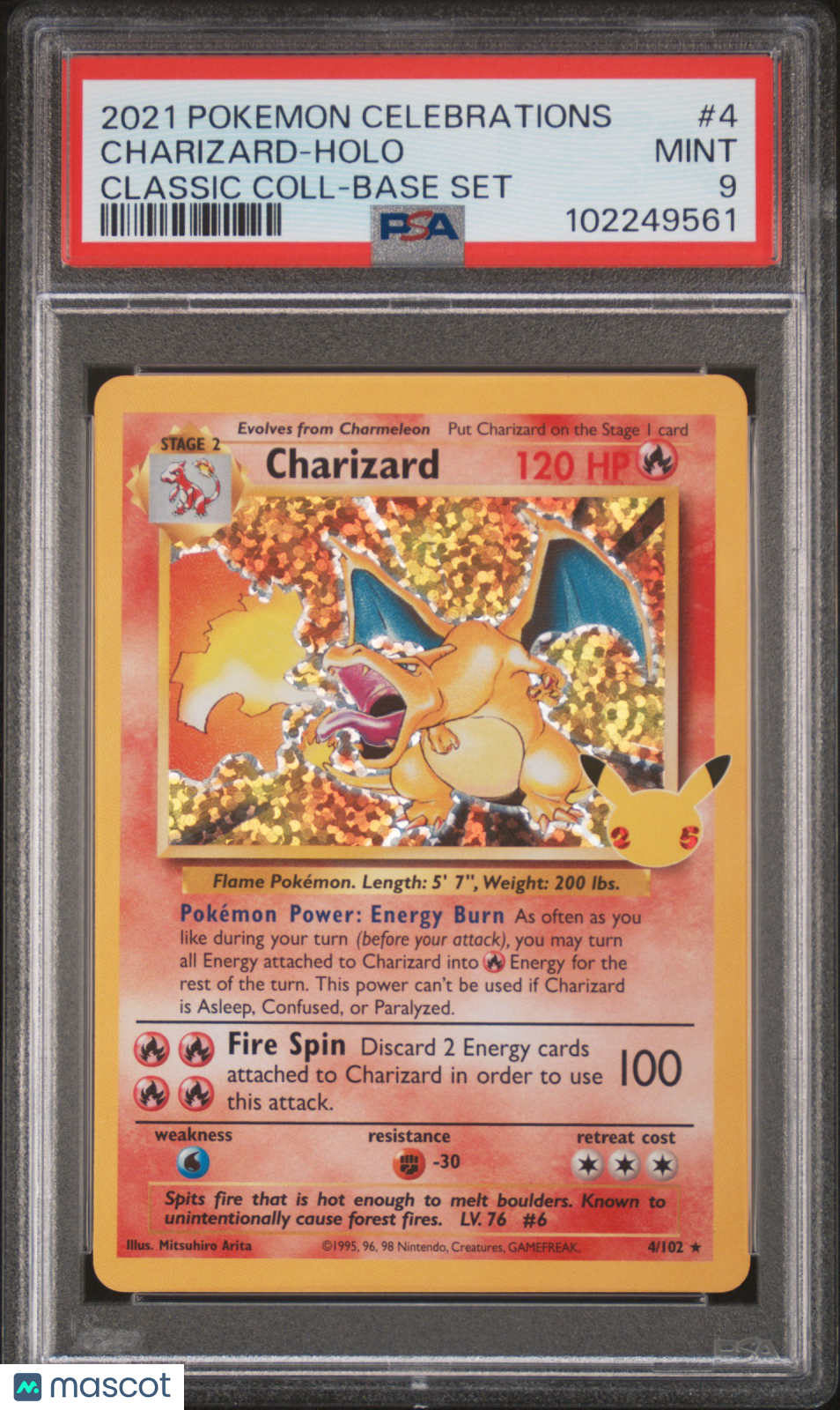 2021 Pokemon Celebrations Classic Collection Charizard #4 Base Set PSA 9 MINT - Graded TCG/CCG
