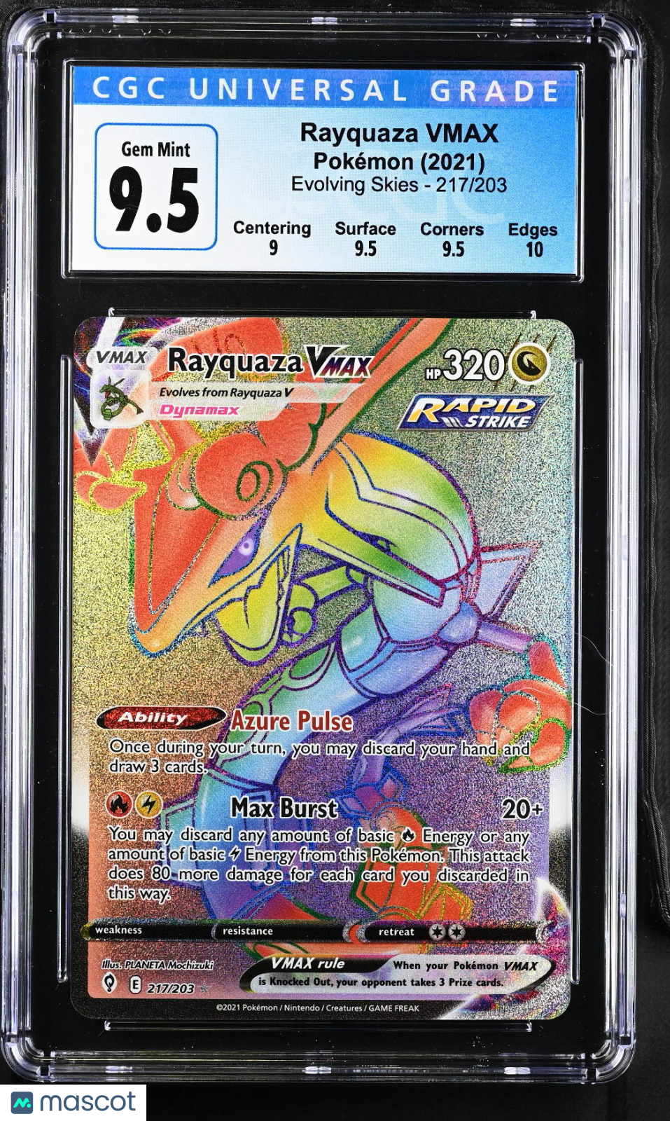 2021 Pokémon Evolving Skies Rayquaza VMAX #217/203 English CGC 10 - Graded TCG/CCG