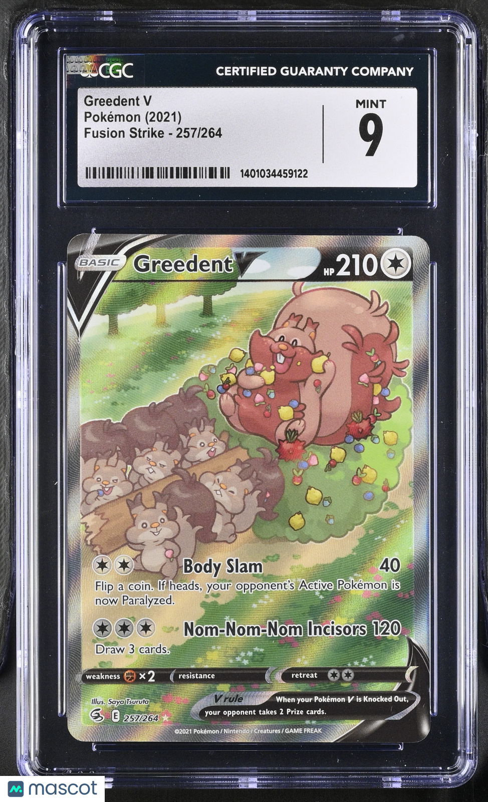 2021 Pokémon Fusion Strike Greedent V #257/264 CGC 9 - Graded TCG/CCG