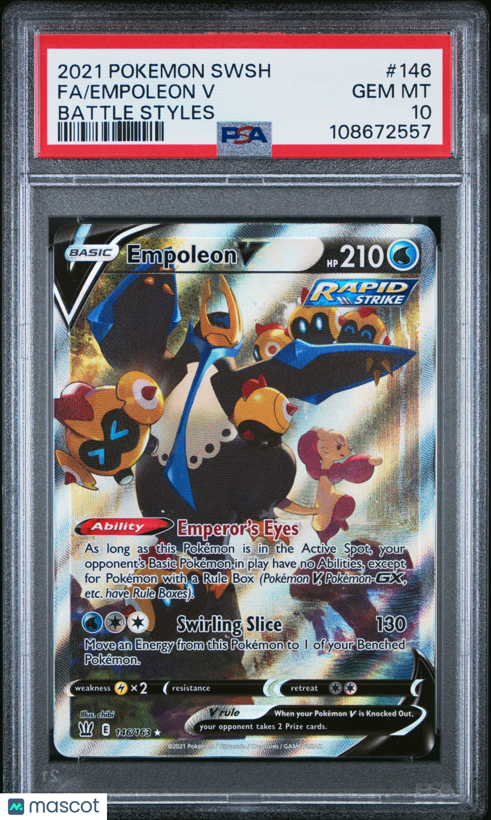 2021 Pokemon Sword & Shield Battle Styles Empoleon V #146 FA PSA 10 GEM MINT - Graded TCG/CCG