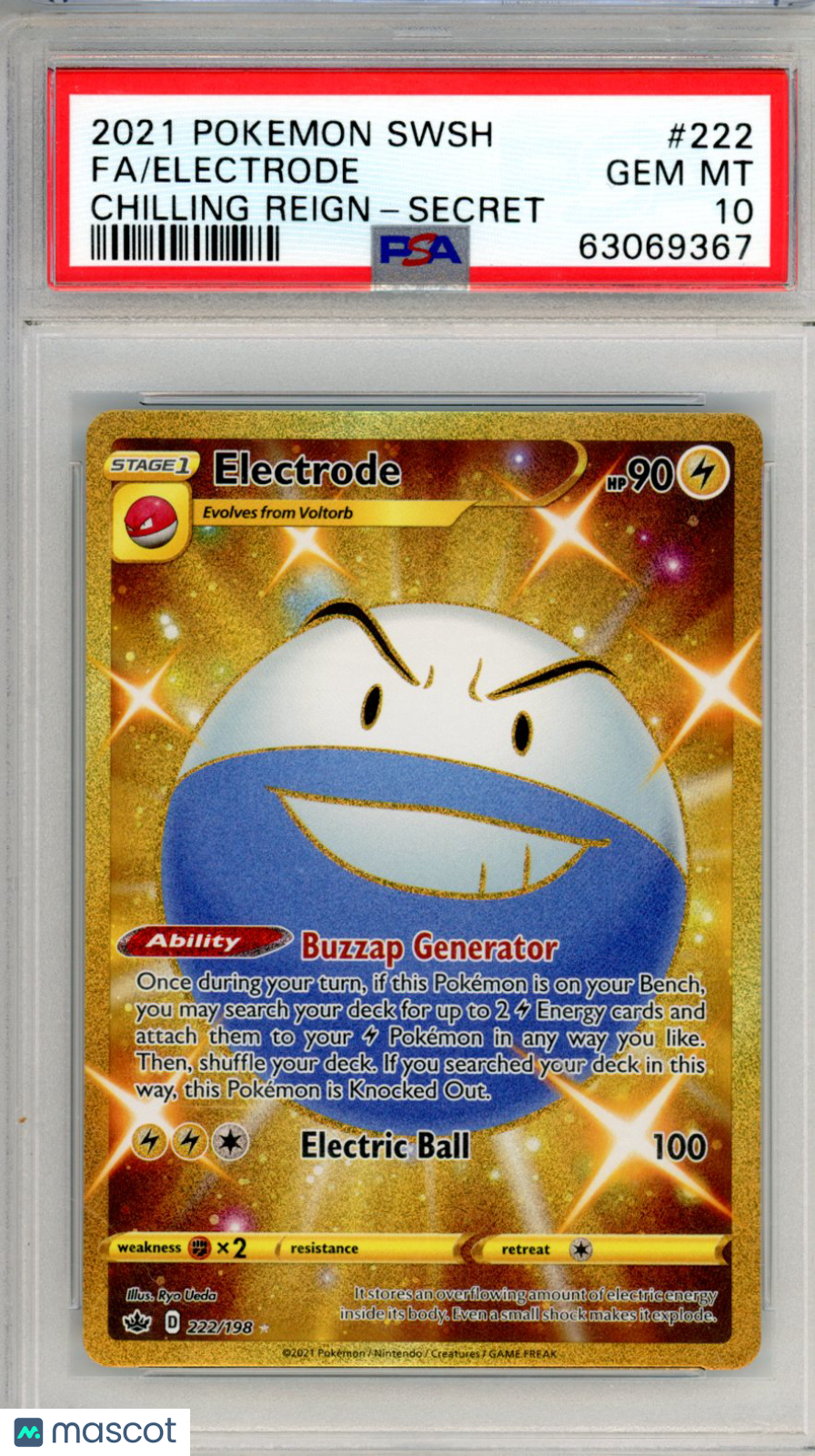 2021 Pokemon Sword & Shield Chilling Reign Electrode #222 PSA 10 - Graded TCG/CCG