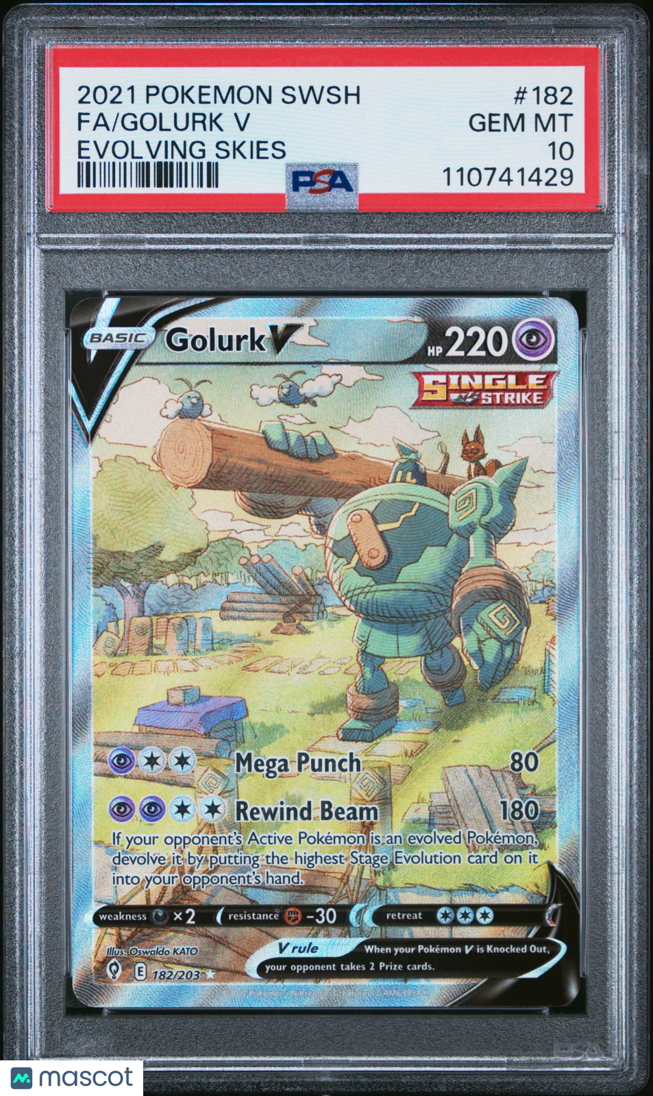 2021 Pokemon Sword & Shield Evolving Skies Golurk V #182 FA PSA 10 GEM MINT - Graded TCG/CCG