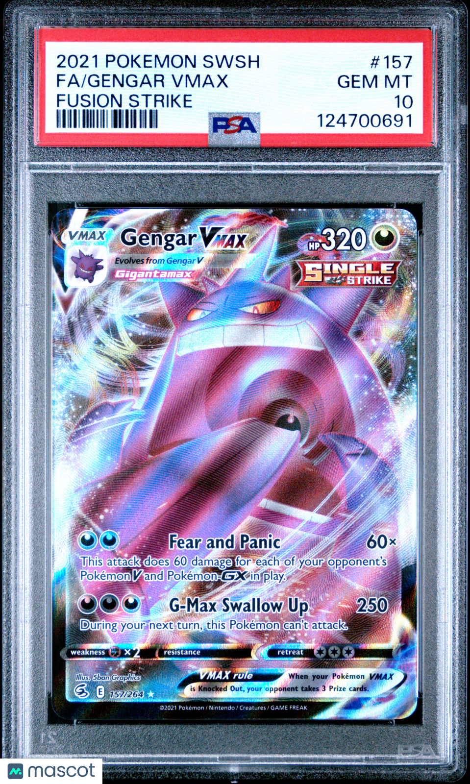 2021 Pokemon Sword & Shield Fusion Strike Gengar VMAX #157 FA PSA 10 GEM MINT - Graded TCG/CCG