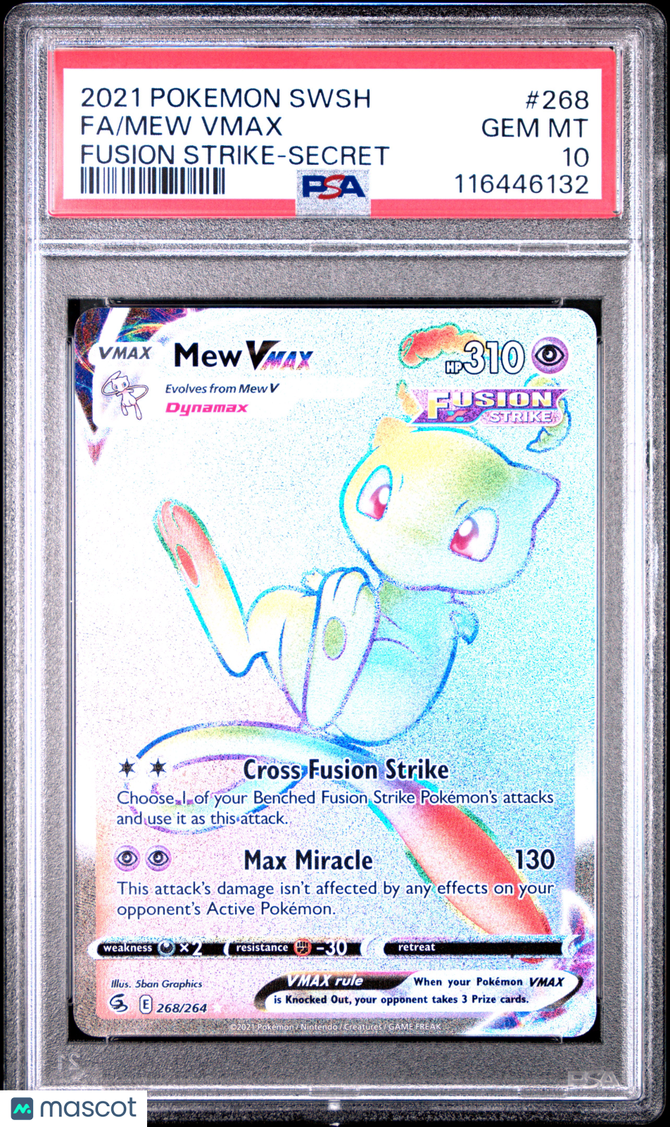 2021 Pokemon Sword & Shield Fusion Strike Mew VMAX #268 FA-Secret PSA 10 GEM - Graded TCG/CCG