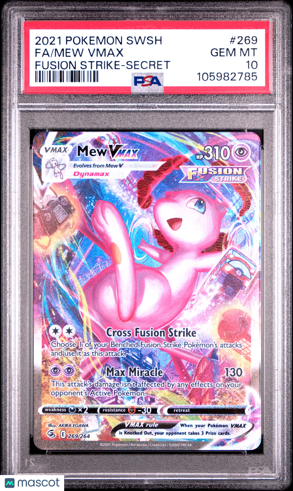 2021 Pokemon Sword & Shield Fusion Strike Mew VMAX #269 FA Secret PSA 10 GEM - Graded TCG/CCG