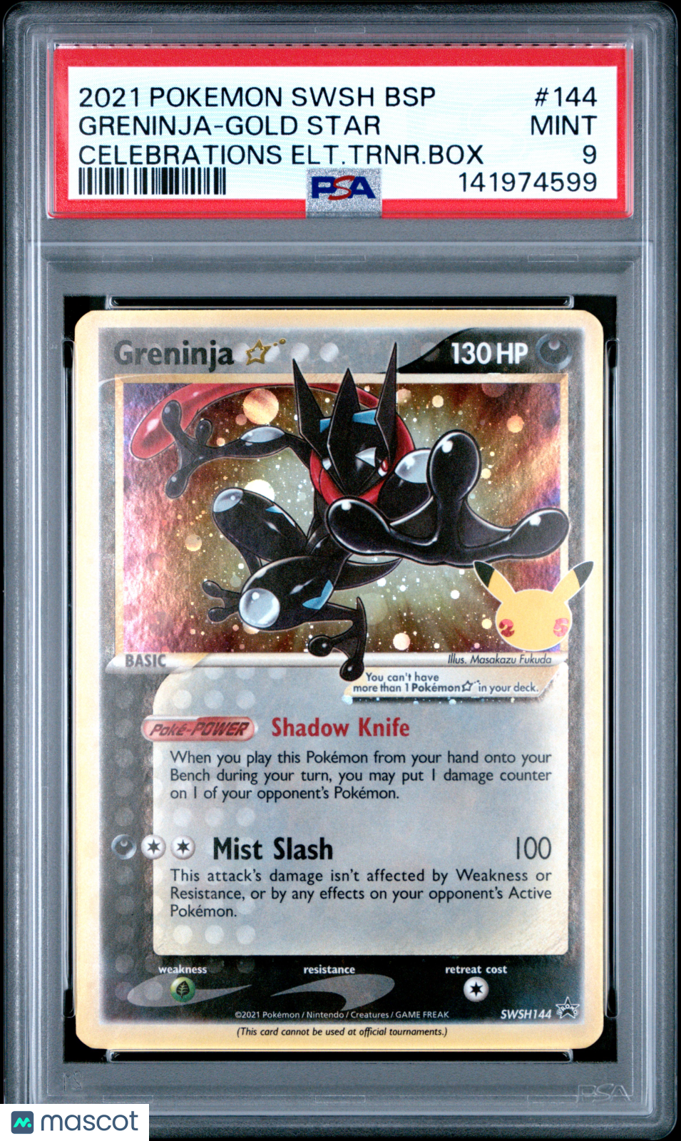 2021 Pokemon SWSH Promo Greninja-Gold Star #144 Celebrations ETB PSA 9 MINT - Graded TCG/CCG