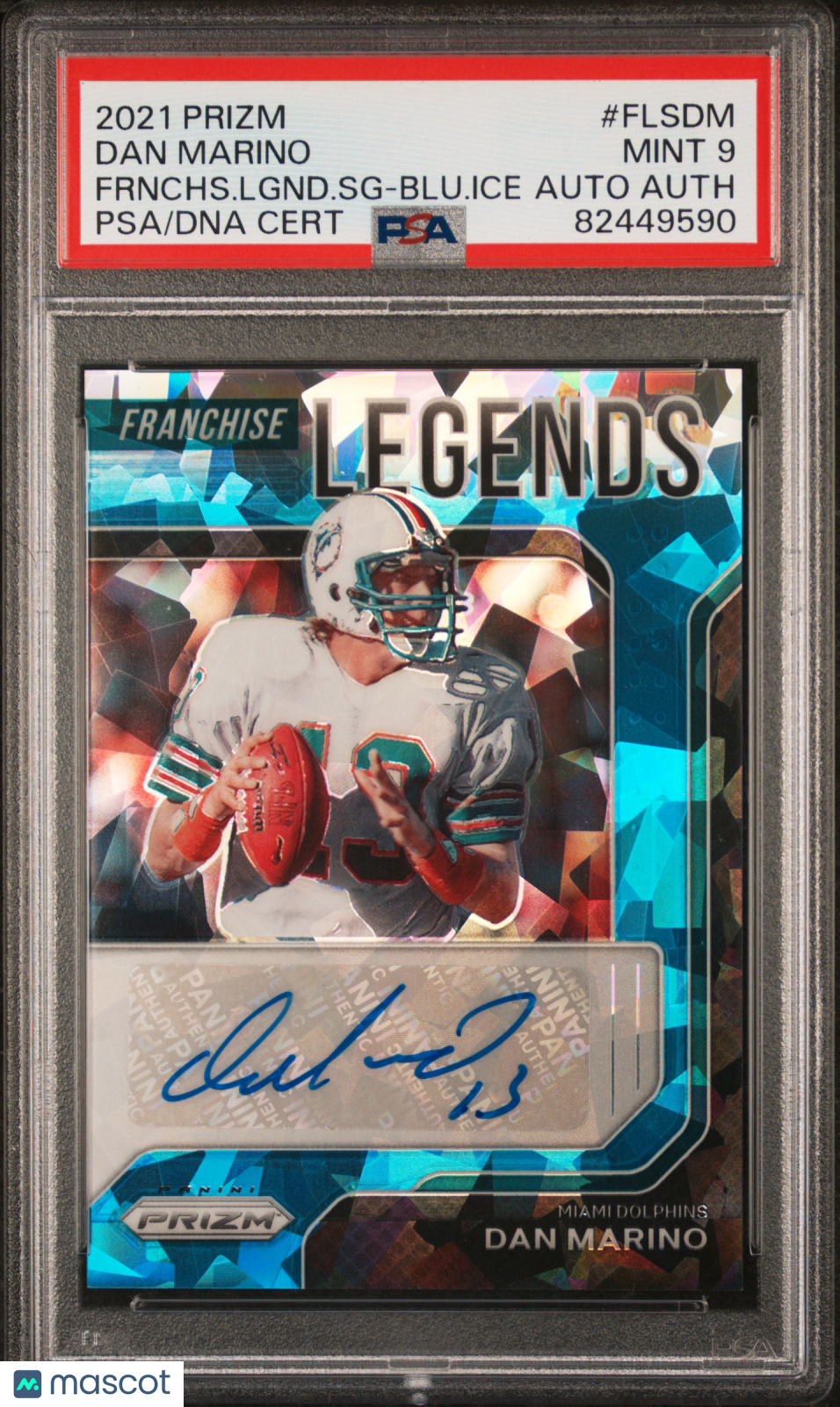 2021 Prizm Franchise Legends Signatures Dan Marino Blue Ice /75 PSA 9 MINT - Graded Sports Cards