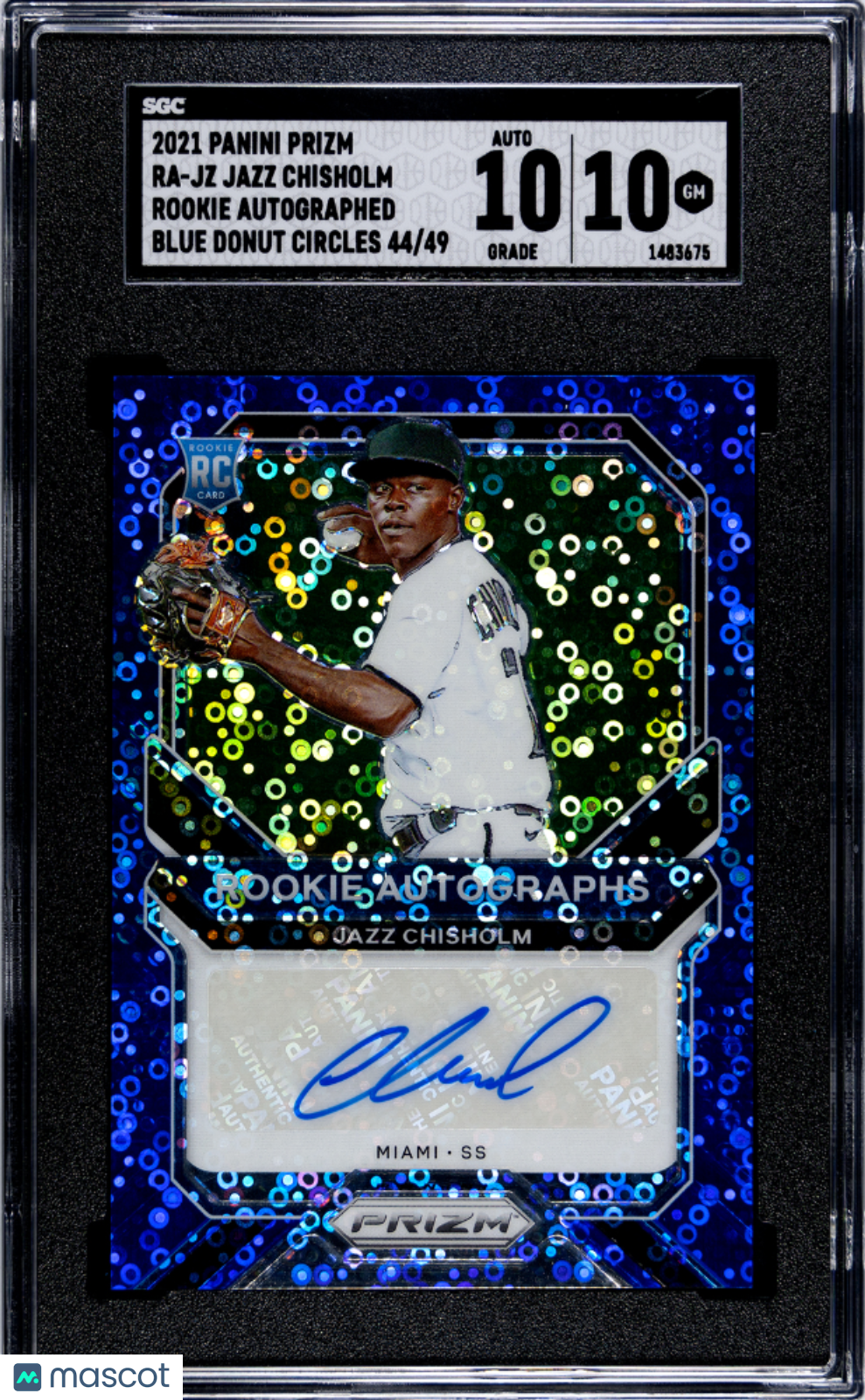2021 Prizm Jazz Chisholm Rookie Autograph Blue Donut Circles 44/49 SGC 10 AU 10 - Graded Sports Cards