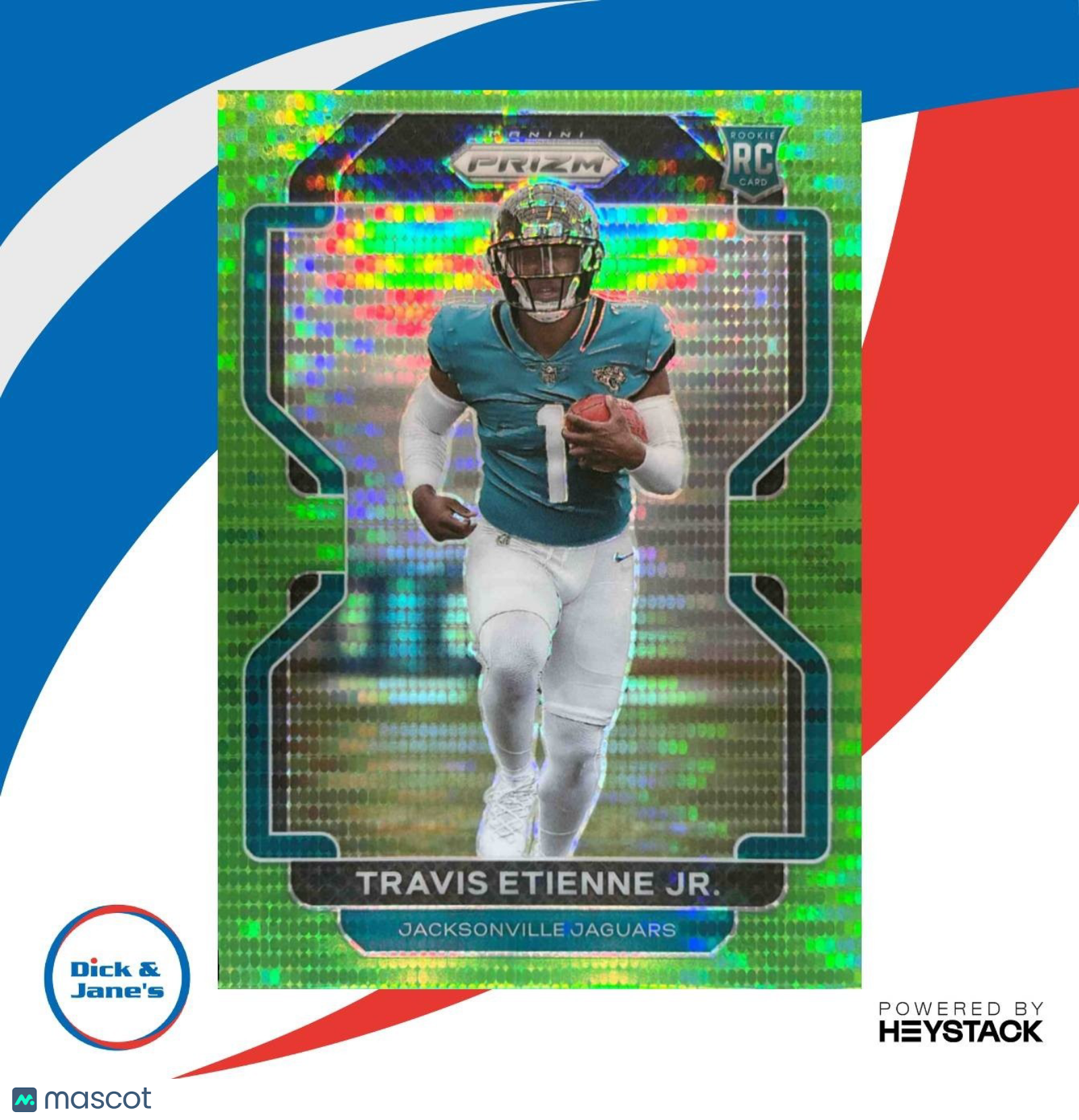 2021 Prizm Travis Etienne Jr. Neon Green Pulsar #344 RC Jacksonville Jaguars - Sports Cards