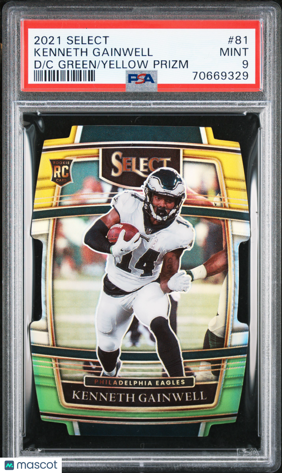 2021 Select Kenneth Gainwell Die-Cut Green Yellow Prizm Rookie #81 PSA 9 MINT - Graded Sports Cards