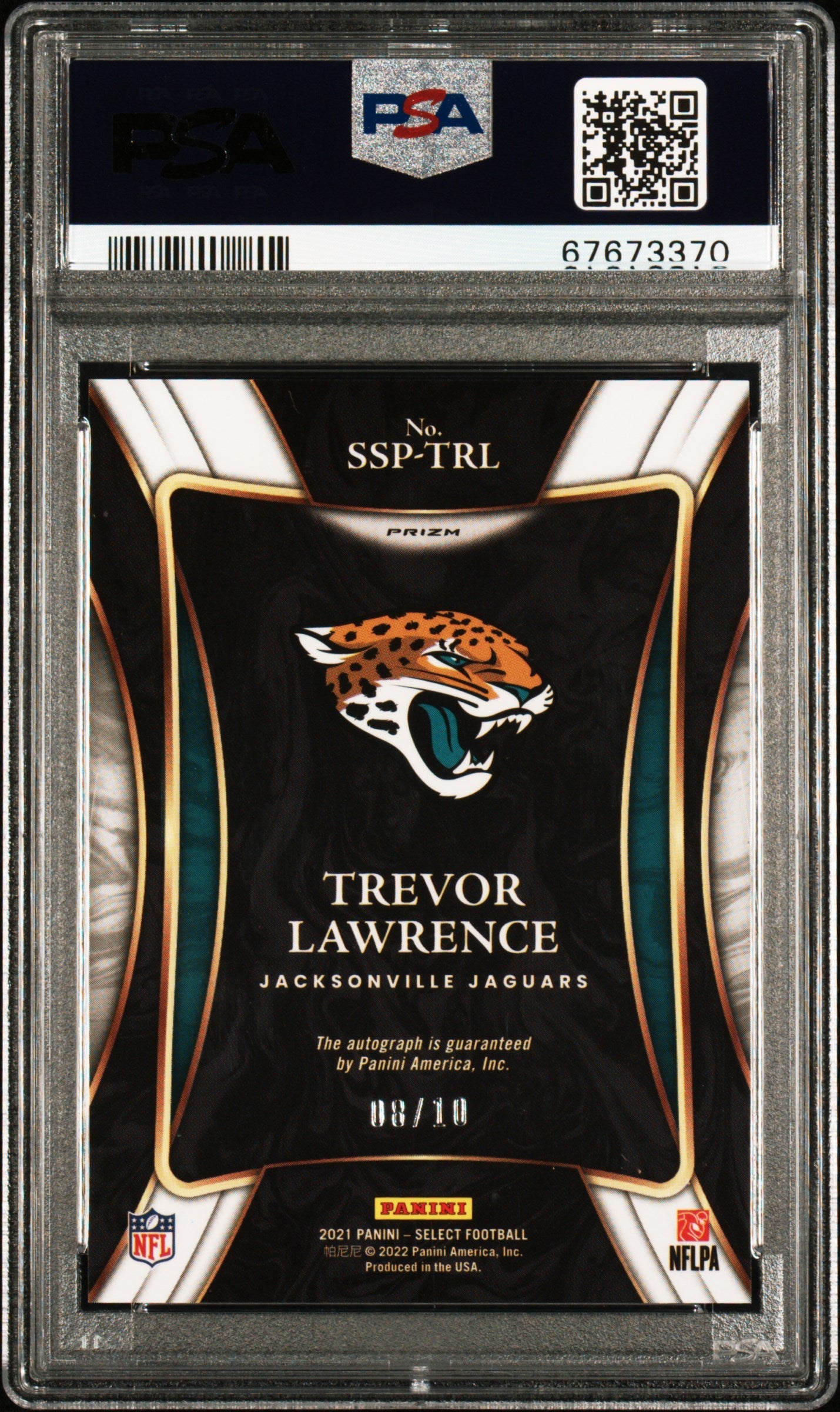 2021 Select Signatures Prizm Trevor Lawrence Prizm Gold/10 PSA 10 Auto 10 Rookie - Graded Sports Cards