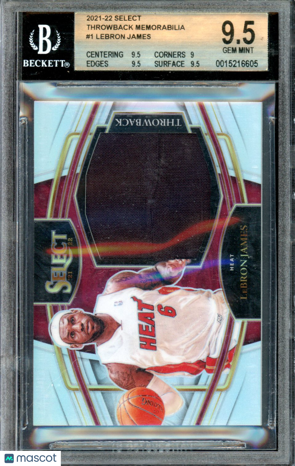 2021 Select Throwback Memorabilia Prizm LeBron James BGS 9.5 GEM MINT Miami Heat - Graded Sports Cards