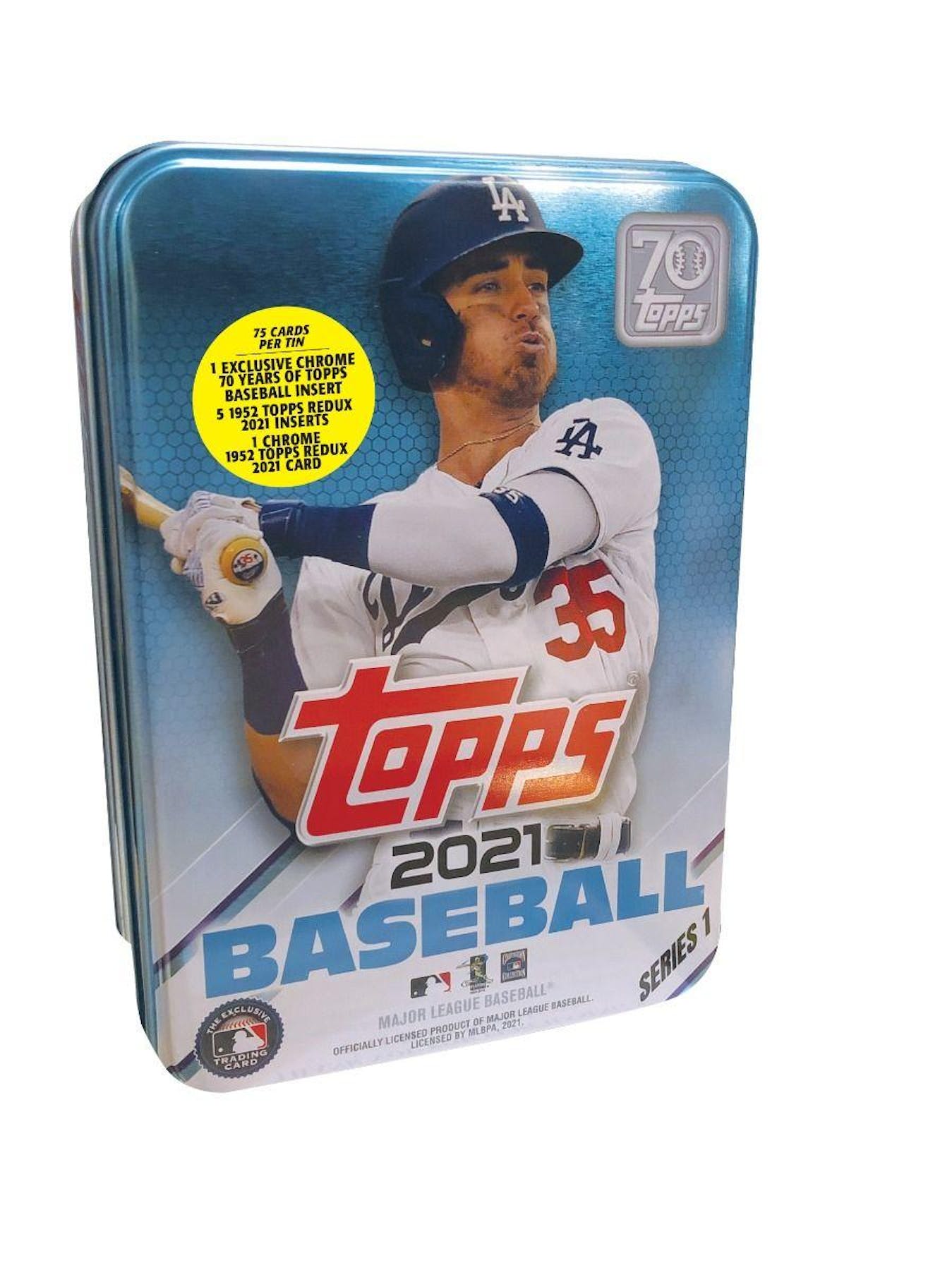 2021 Topps Baseball Series 1 Collectors Tin - 75 Cards (Cody Bellinger Cover) - MLB collectible tin