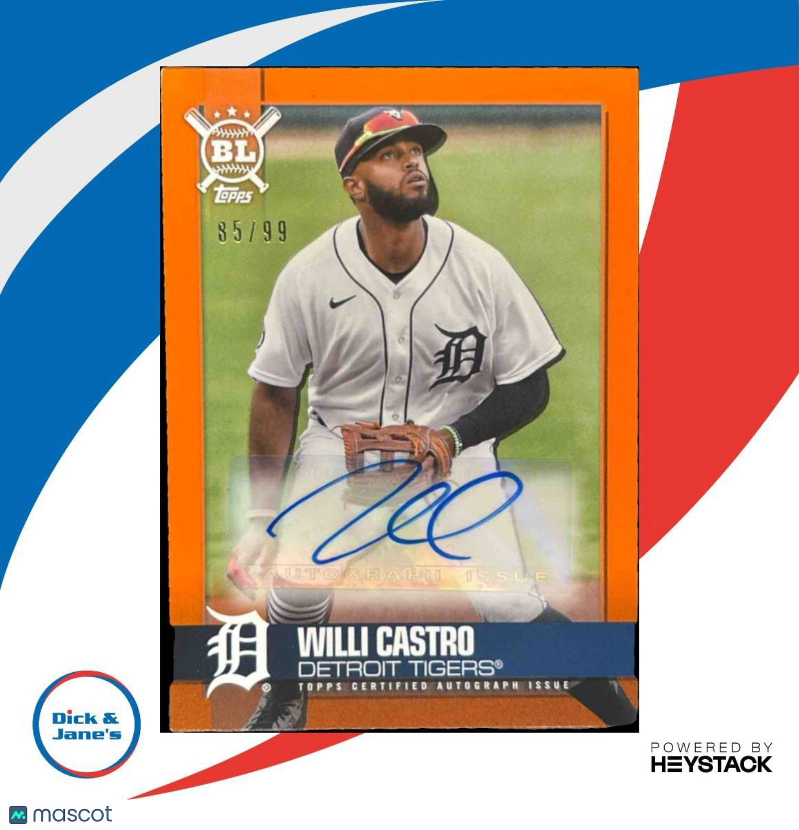 2021 Topps Big League Willi Castro Auto Electric Orange /99 Detroit Tigers - Sports Cards