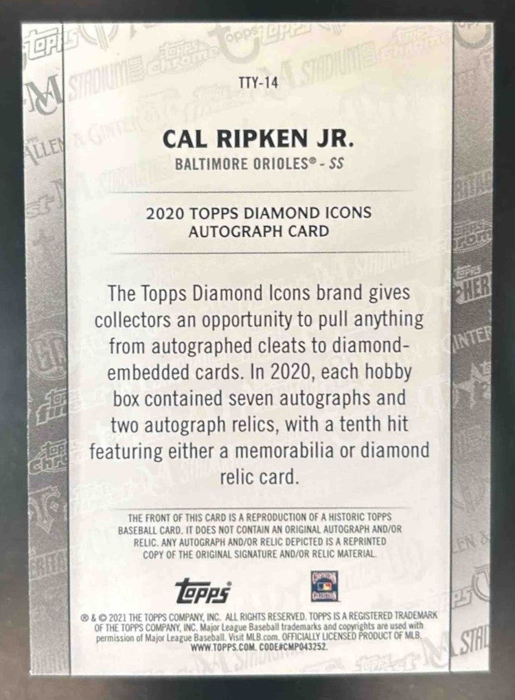 2021 Topps Cal Ripken Jr. Through the Years FASCIMILIE REPRINT - Sports Cards