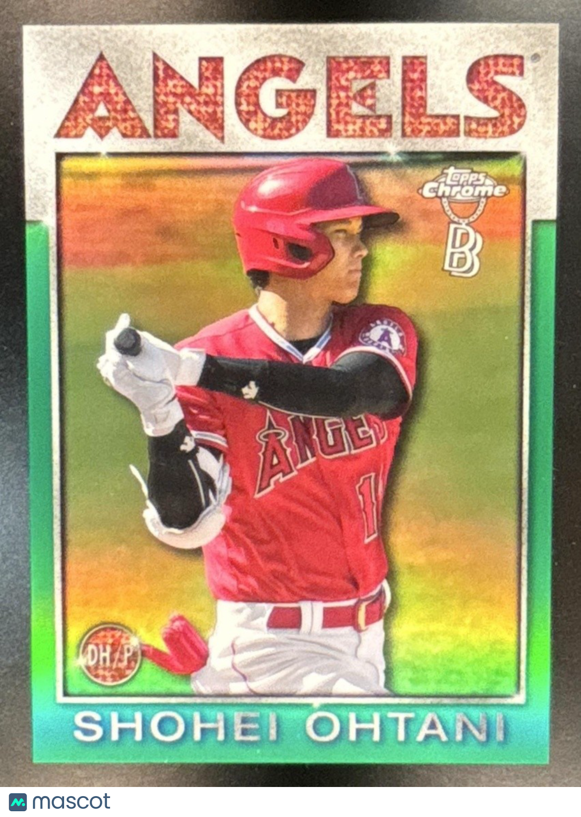 2021 Topps Chrome Ben Baller Shohei Ohtani 1986 Baseball Green /99 Angels - Sports Cards