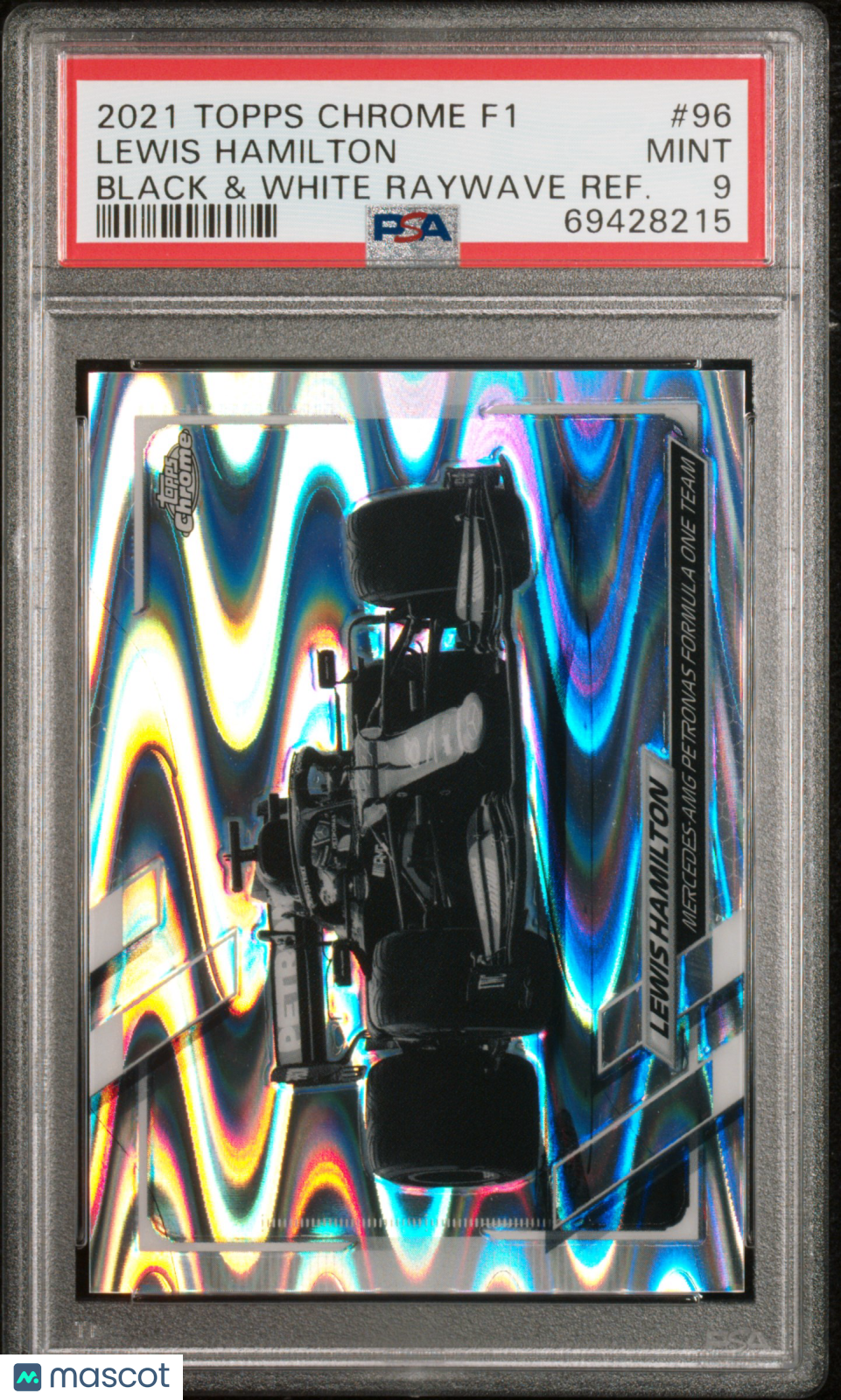 2021 Topps Chrome Formula 1 Lewis Hamilton Black & White Raywave PSA 9 - Graded Sports Cards