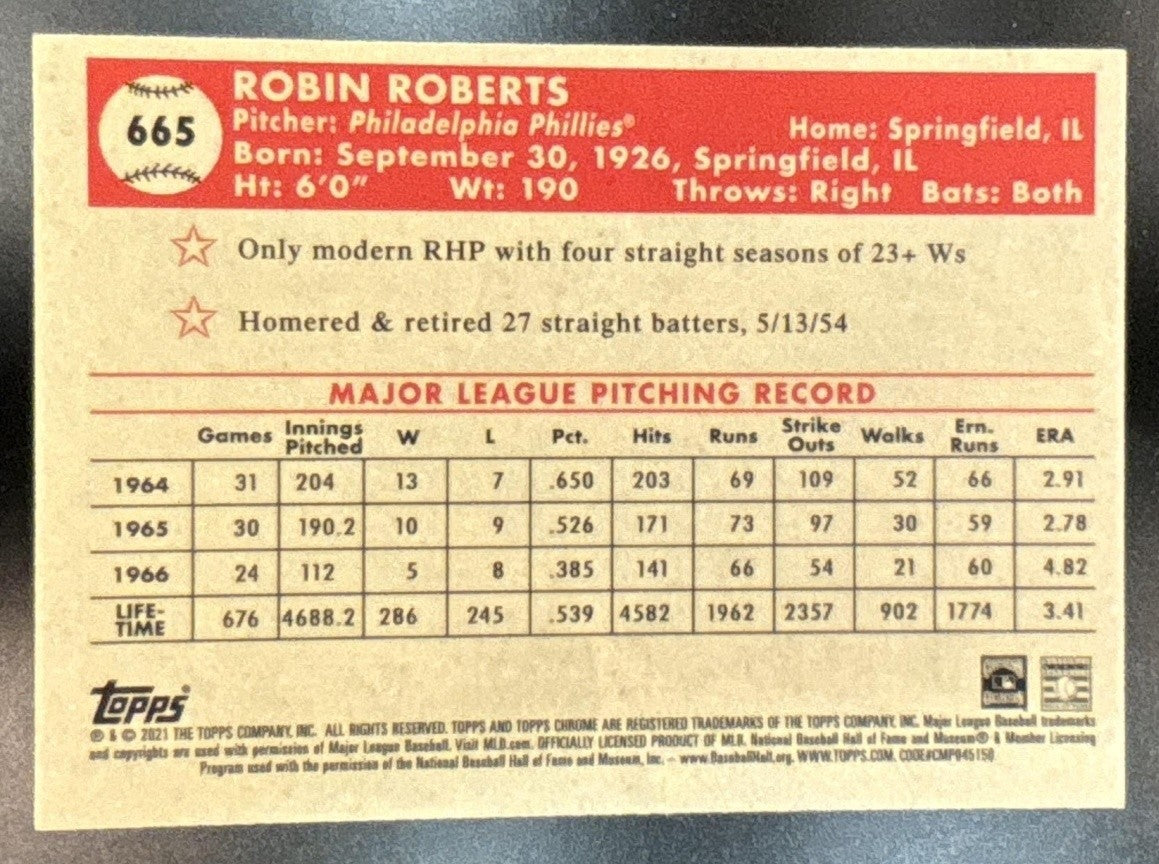 2021 Topps Chrome Platinum Anniversary Robin Roberts X-Fractor #665 Phillies - Sports Cards