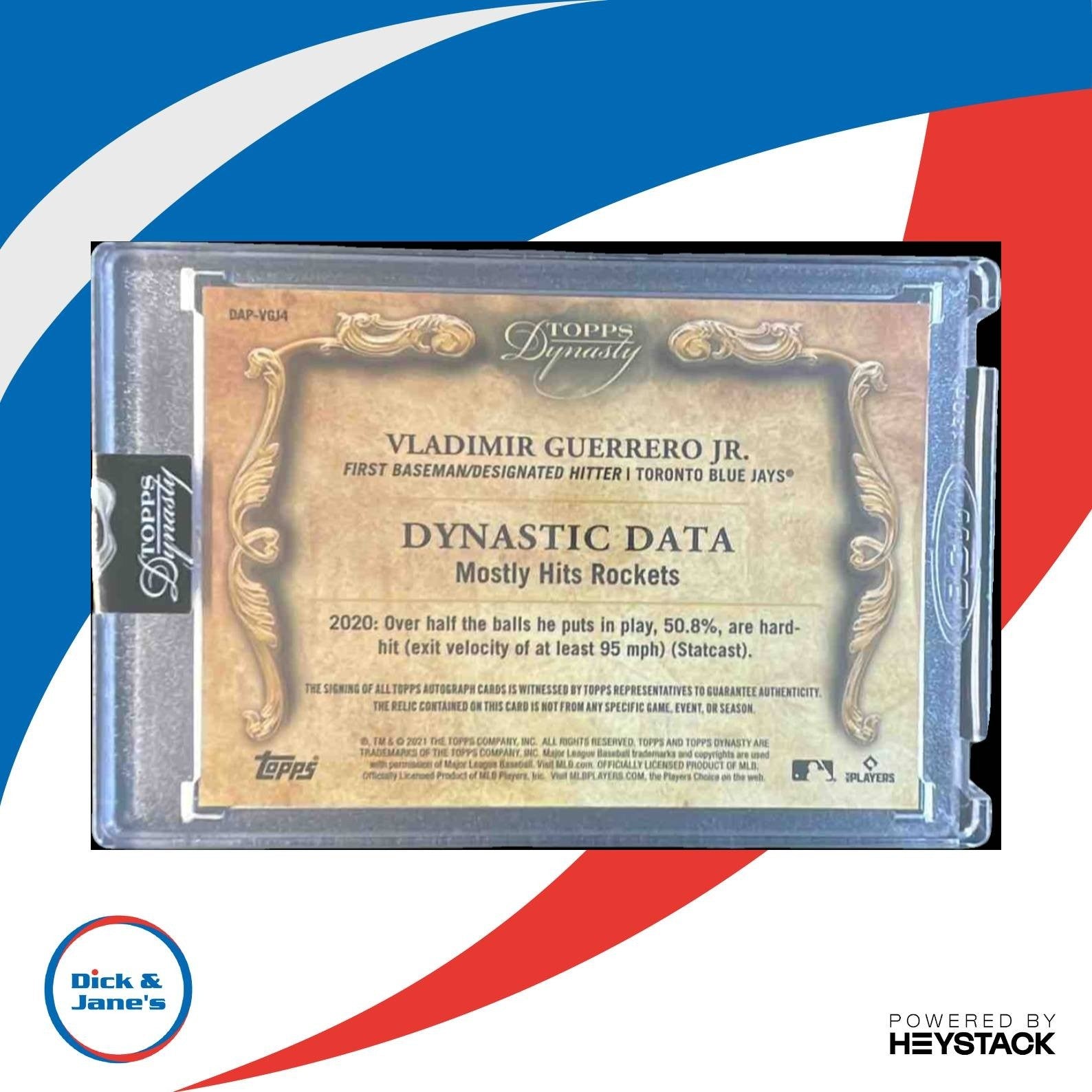 2021 Topps Dynasty Vladimir Guerrero Jr. Auto Patch 7/10 #DAP-VGJ4 Blue Jays - Sports Cards