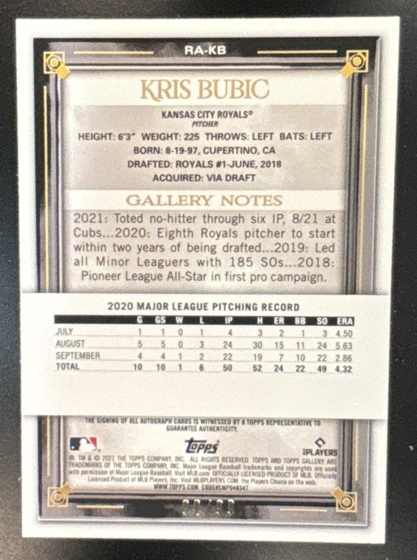 2021 Topps Gallery Kris Bubic Rookies Auto Green /99 RC Kansas City Royals - Sports Cards