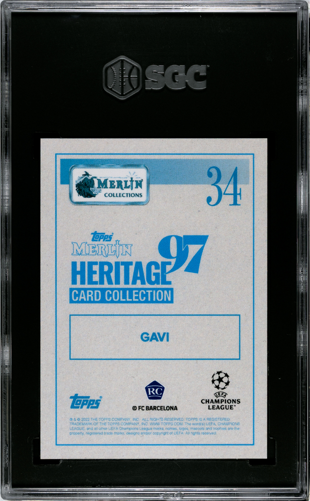 2021 Topps Merlin Heritage 97 Gavi 99 01/99 Rookie #34 SGC 9 FC Barcelona - Graded Sports Cards