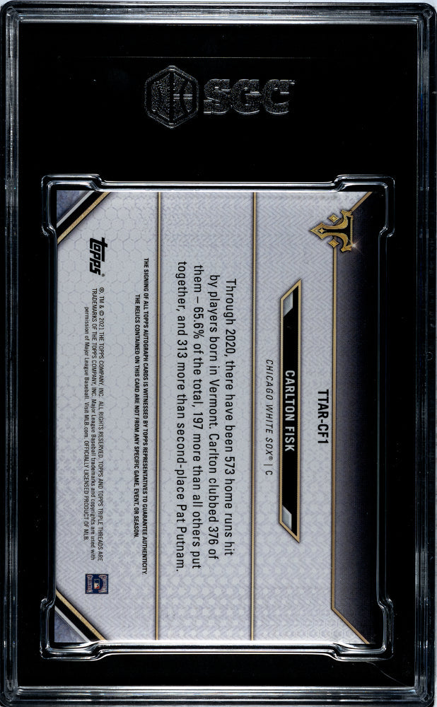 2021 Topps Triple Threads Carlton Fisk Autograph Relic #TTAR-CF1 SGC 10 - Graded Sports Cards