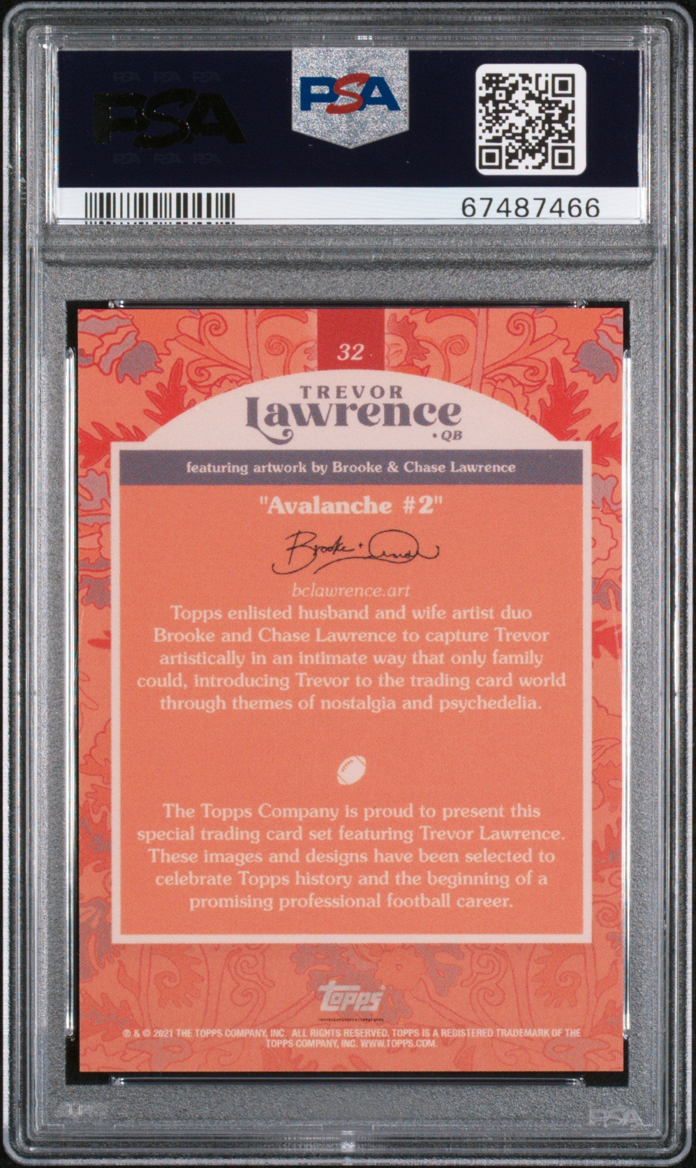 2021 Topps X Trevor Lawrence Trevor Lawrence Blue Rookie 098/199 #32 PSA 10 Jags - Graded Sports Cards