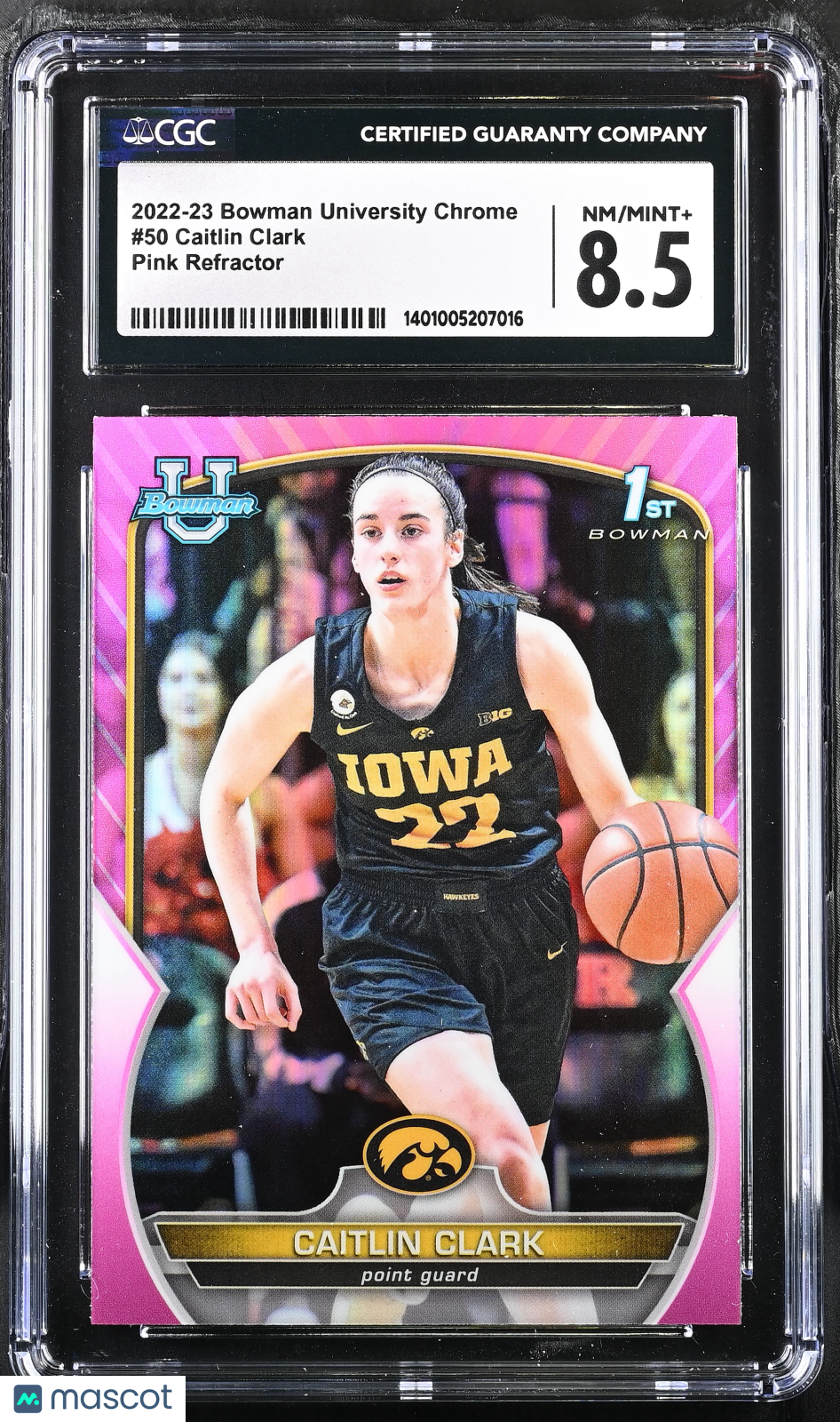 2022-23 Bowman University Chrome Caitlin Clark Pink Refractor #50 CGC 8.5 - Graded Sports Cards