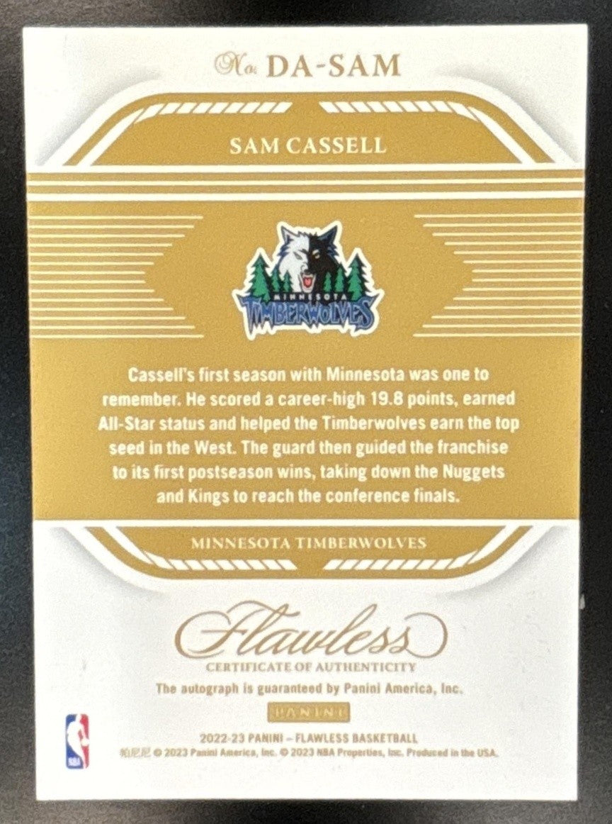 2022-23 Flawless Distinguished Auto Sam Cassell /3 - Sports Cards
